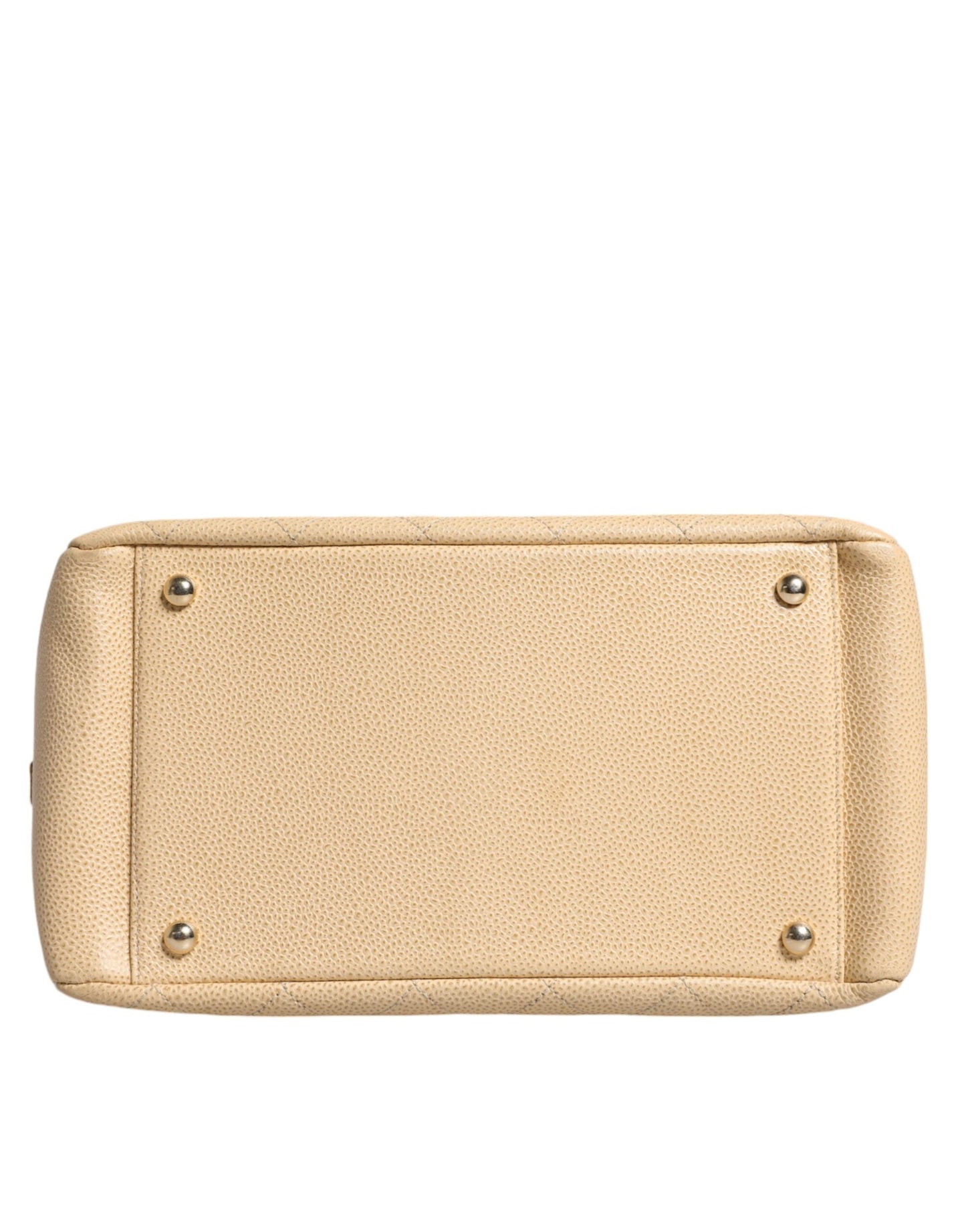 Sac à main en cuir beige Chanel Caviar De Coco avec chaîne
