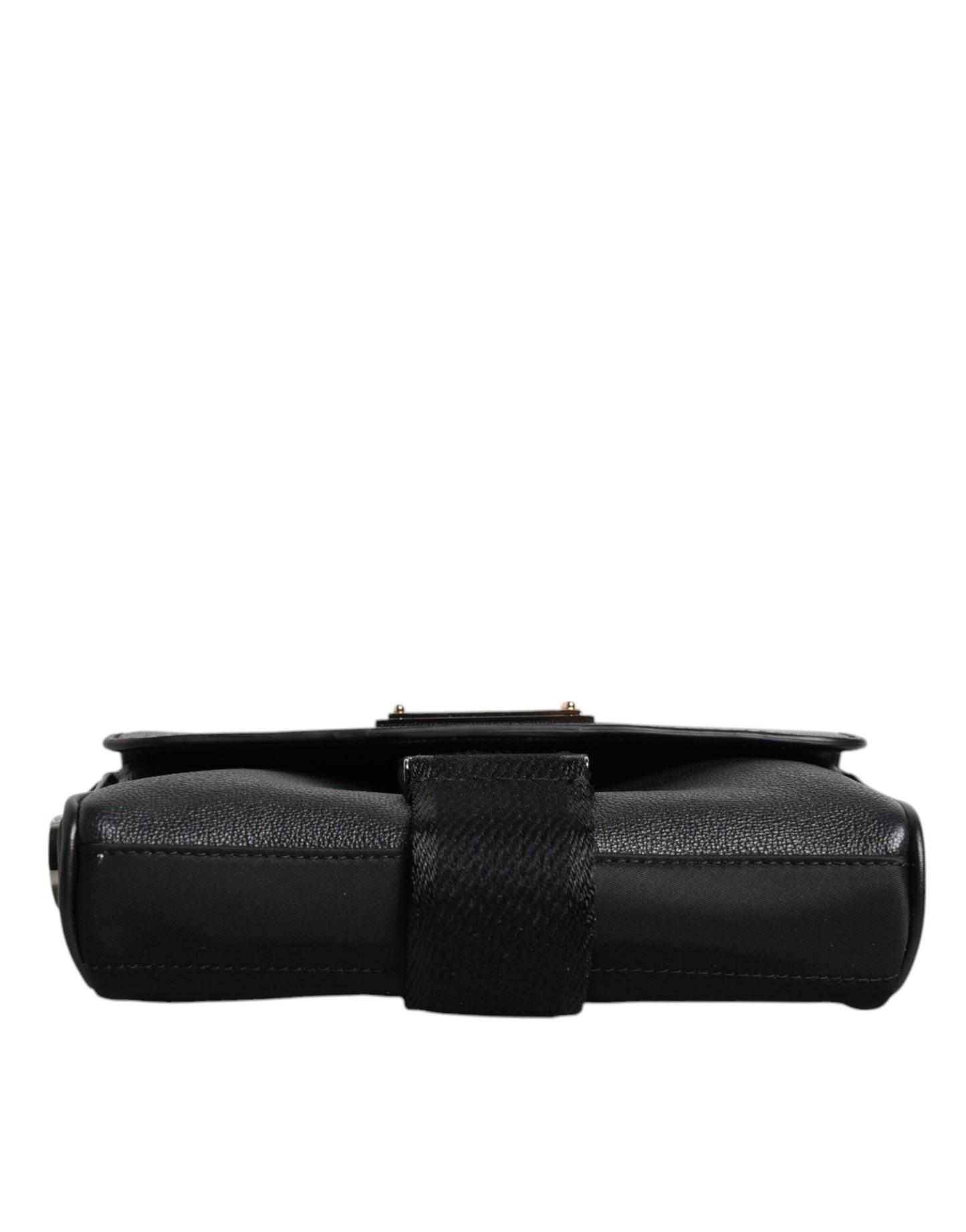 Dolce & Gabbana – Schwarze Umhängetasche aus Leder mit Logo-Schild und Schnalle