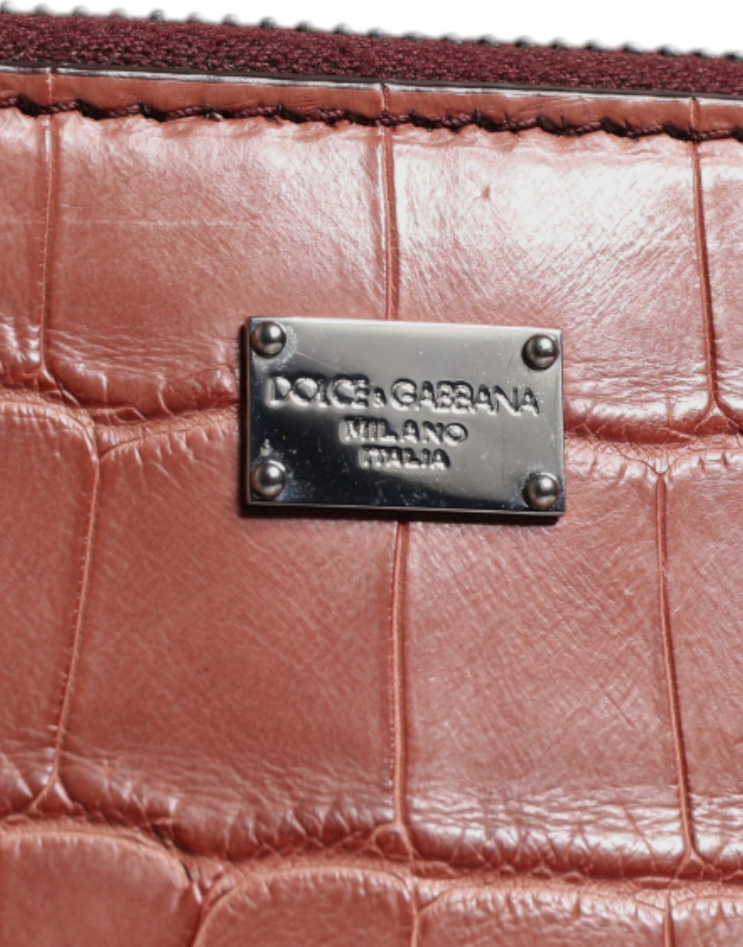 Dolce & Gabbana Bordeaux Krokodil Leder Logo Plakette Herren Aktentasche