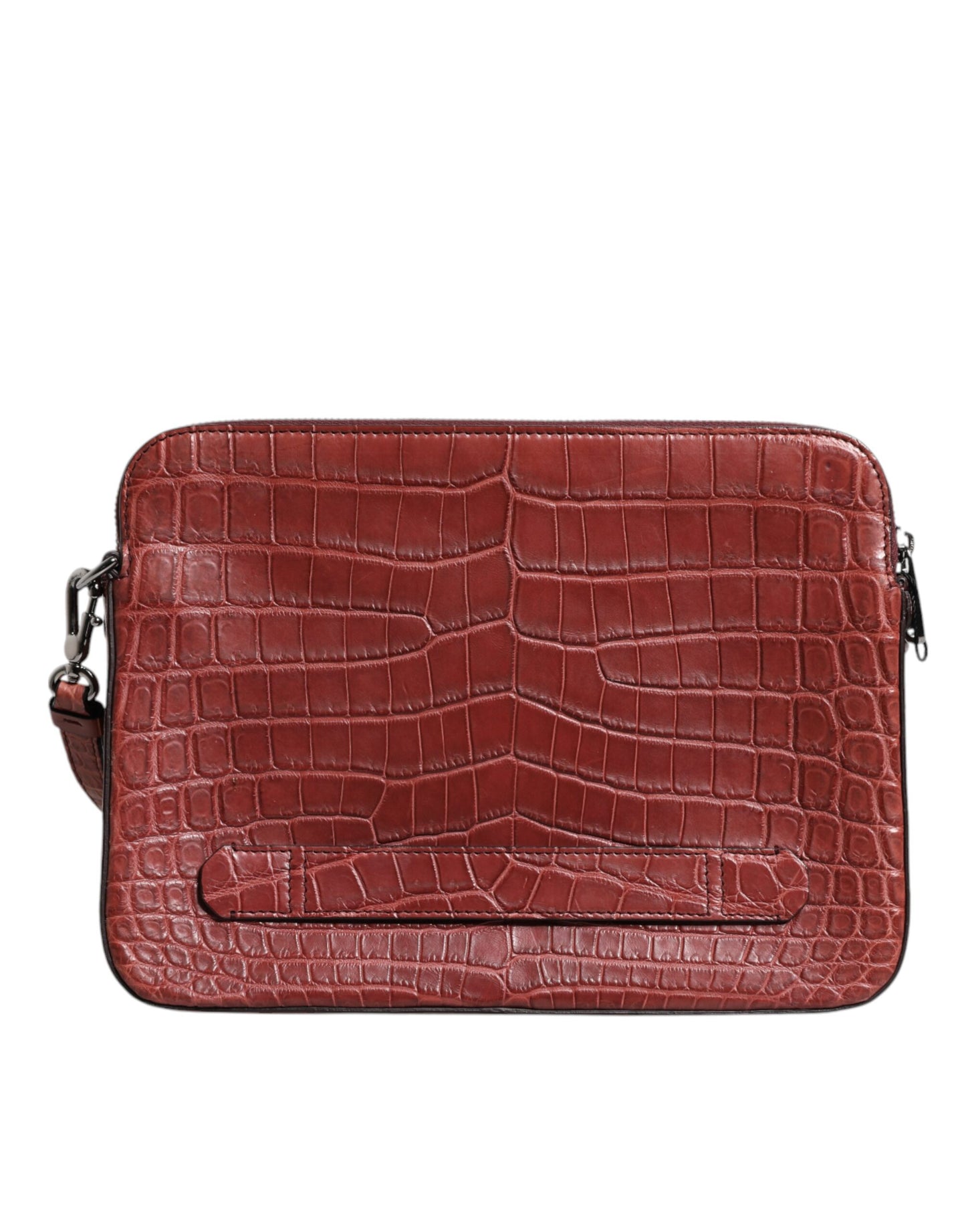 Dolce & Gabbana Bordeaux Krokodil Leder Logo Plakette Herren Aktentasche