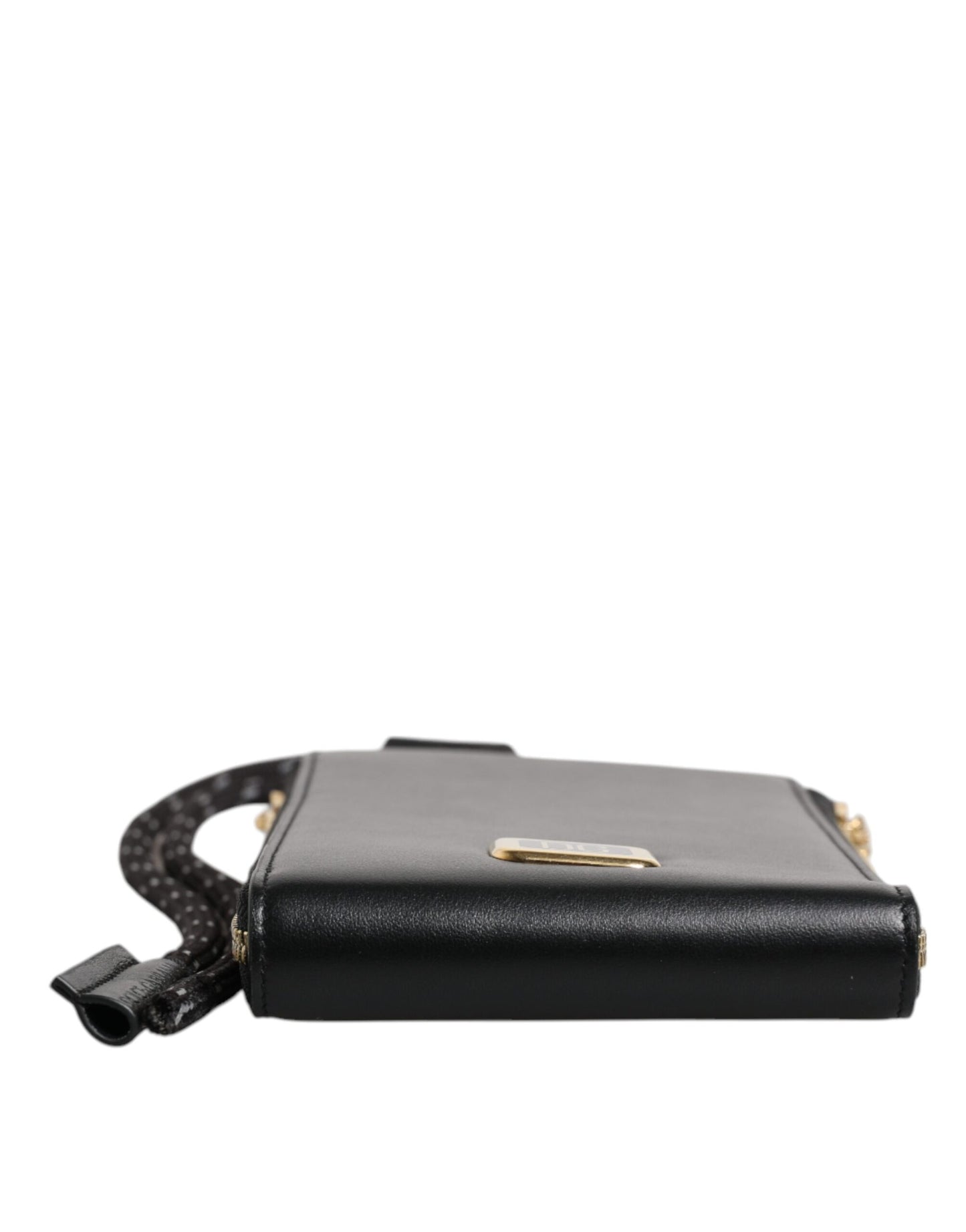 Dolce & Gabbana – Karten- und Münzgeldbörse mit Logo-Schild aus schwarzem Leder