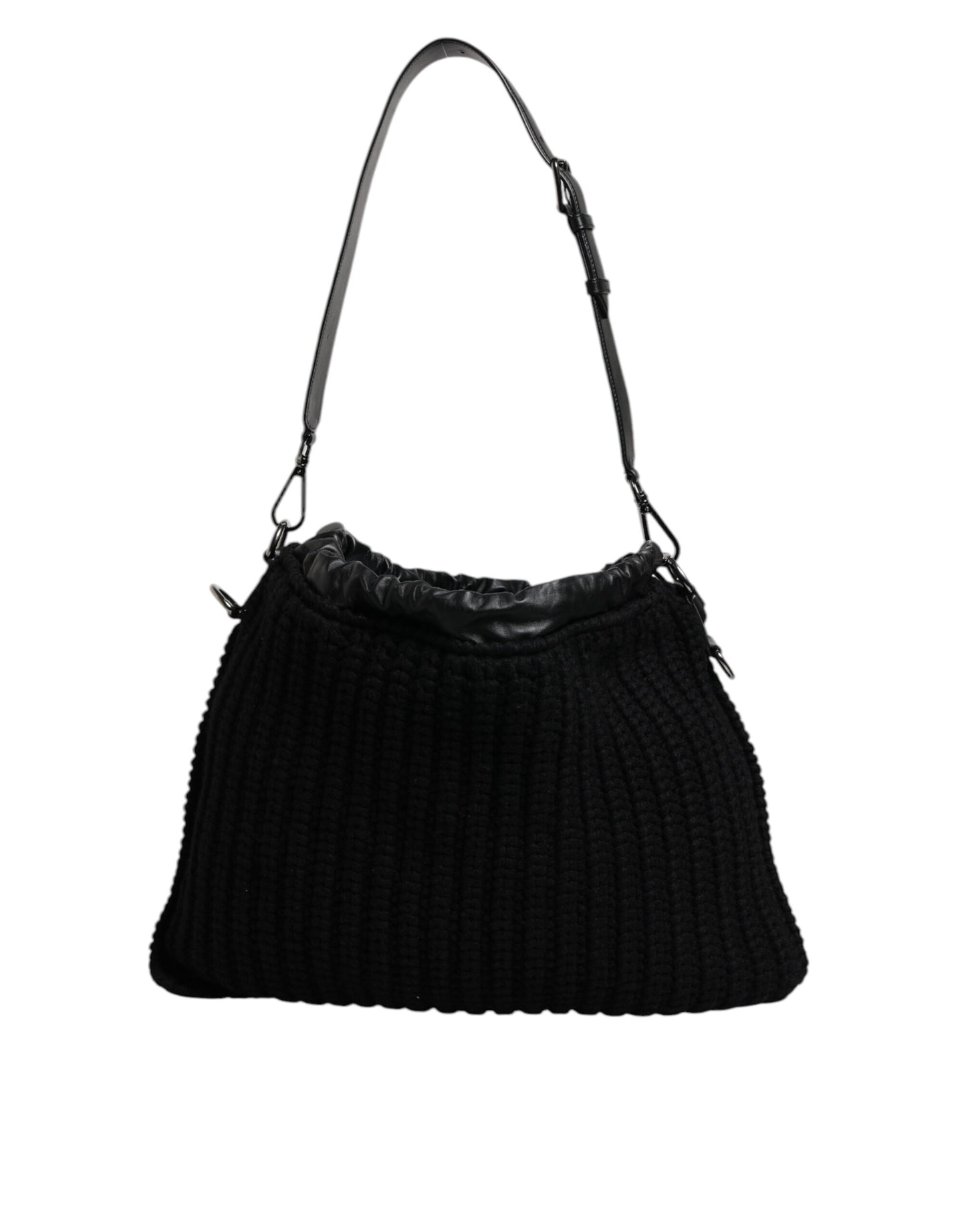 Dolce & Gabbana – Schwarze Schultertasche aus gestricktem Kaschmirleder