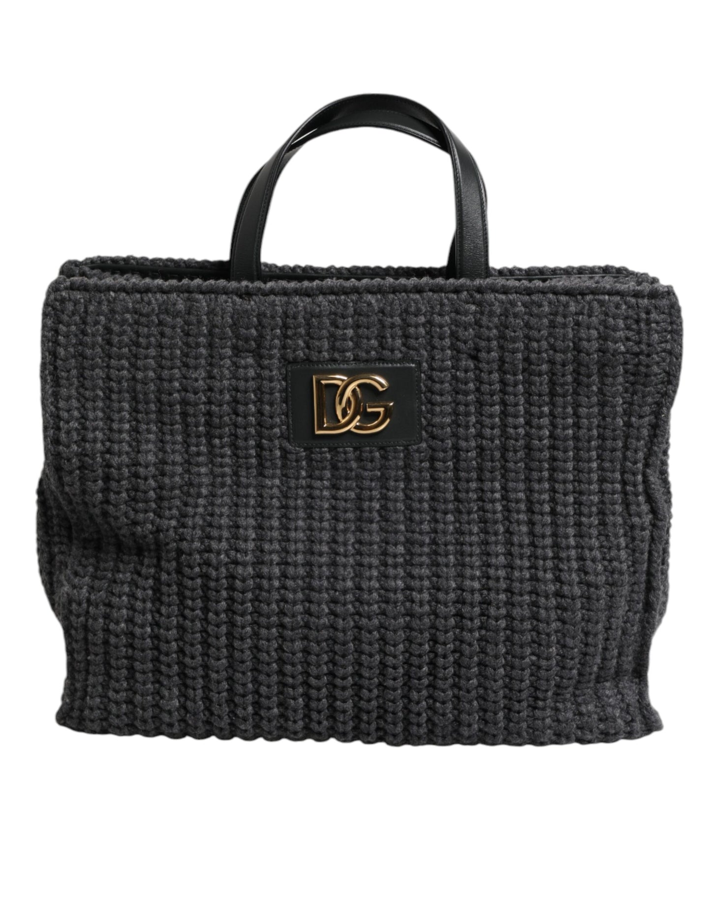 Dolce & Gabbana – Große Shopper-Tasche mit DG-Logo in Schwarz mit Häkelmuster