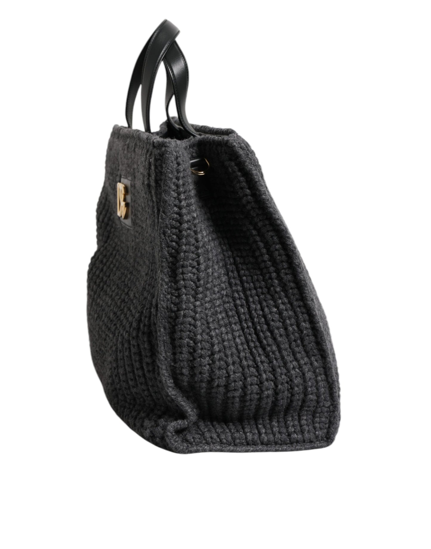 Dolce & Gabbana – Große Shopper-Tasche mit DG-Logo in Schwarz mit Häkelmuster