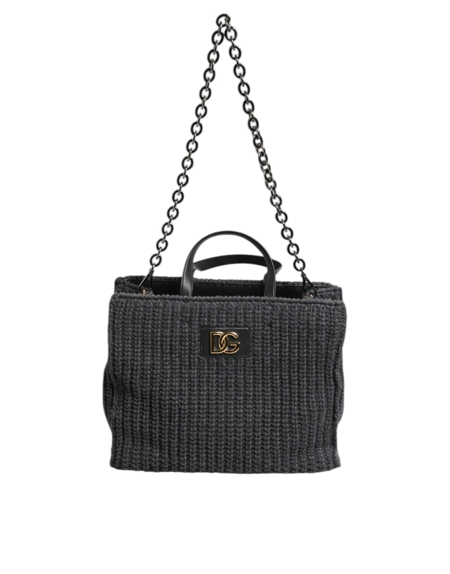 Dolce & Gabbana – Große Shopper-Tasche mit DG-Logo in Schwarz mit Häkelmuster