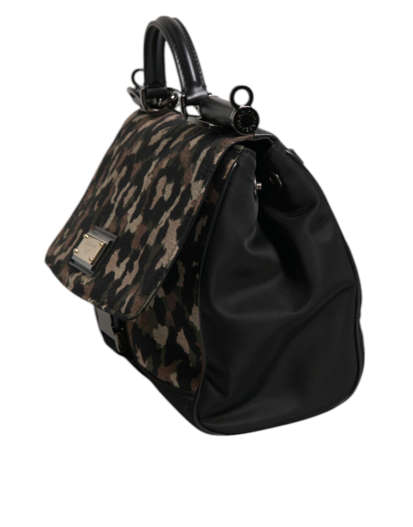 Sac fourre-tout Sicily en nylon laqué marron à imprimé léopard Dolce & Gabbana