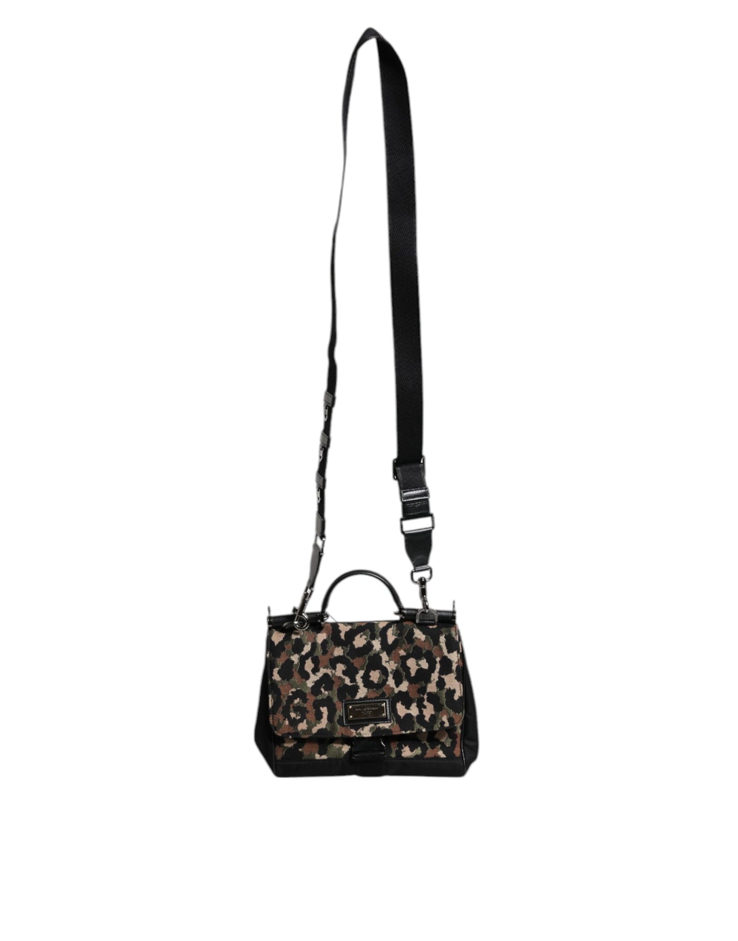 Sac fourre-tout Sicily en nylon laqué marron à imprimé léopard Dolce & Gabbana