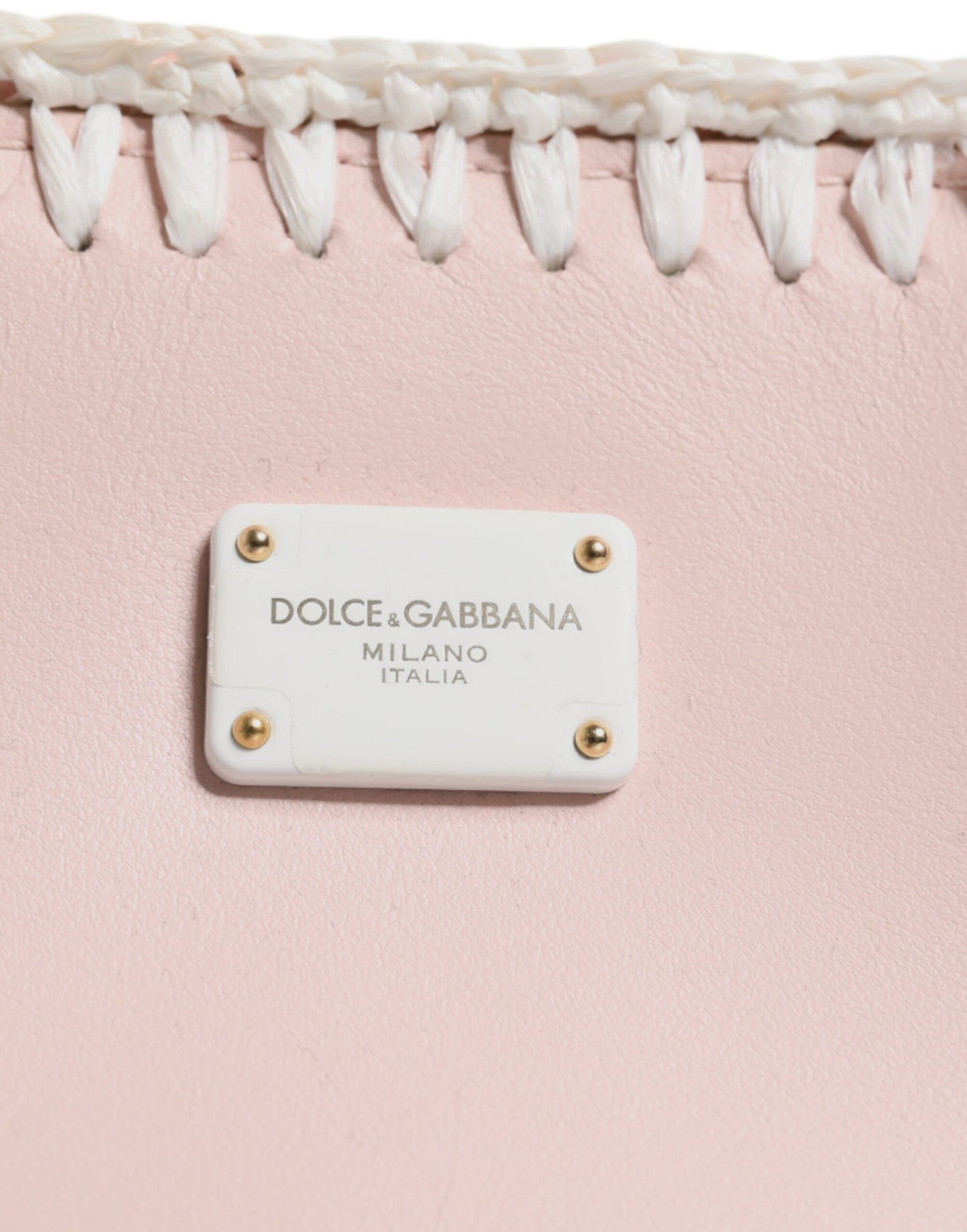 Sac bandoulière en cuir souple rose clair Dolce & Gabbana avec plaque logo