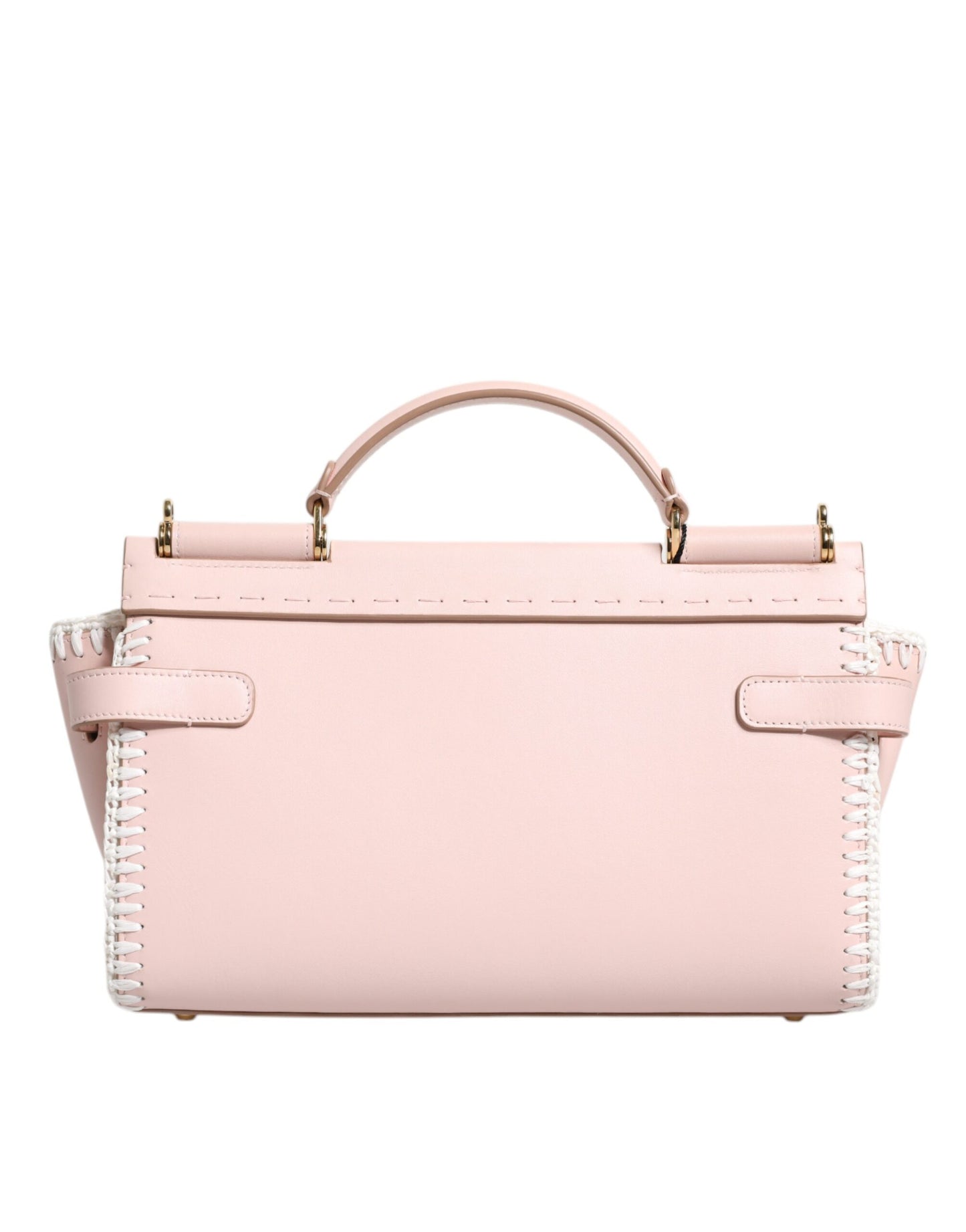 Sac bandoulière en cuir souple rose clair Dolce & Gabbana avec plaque logo