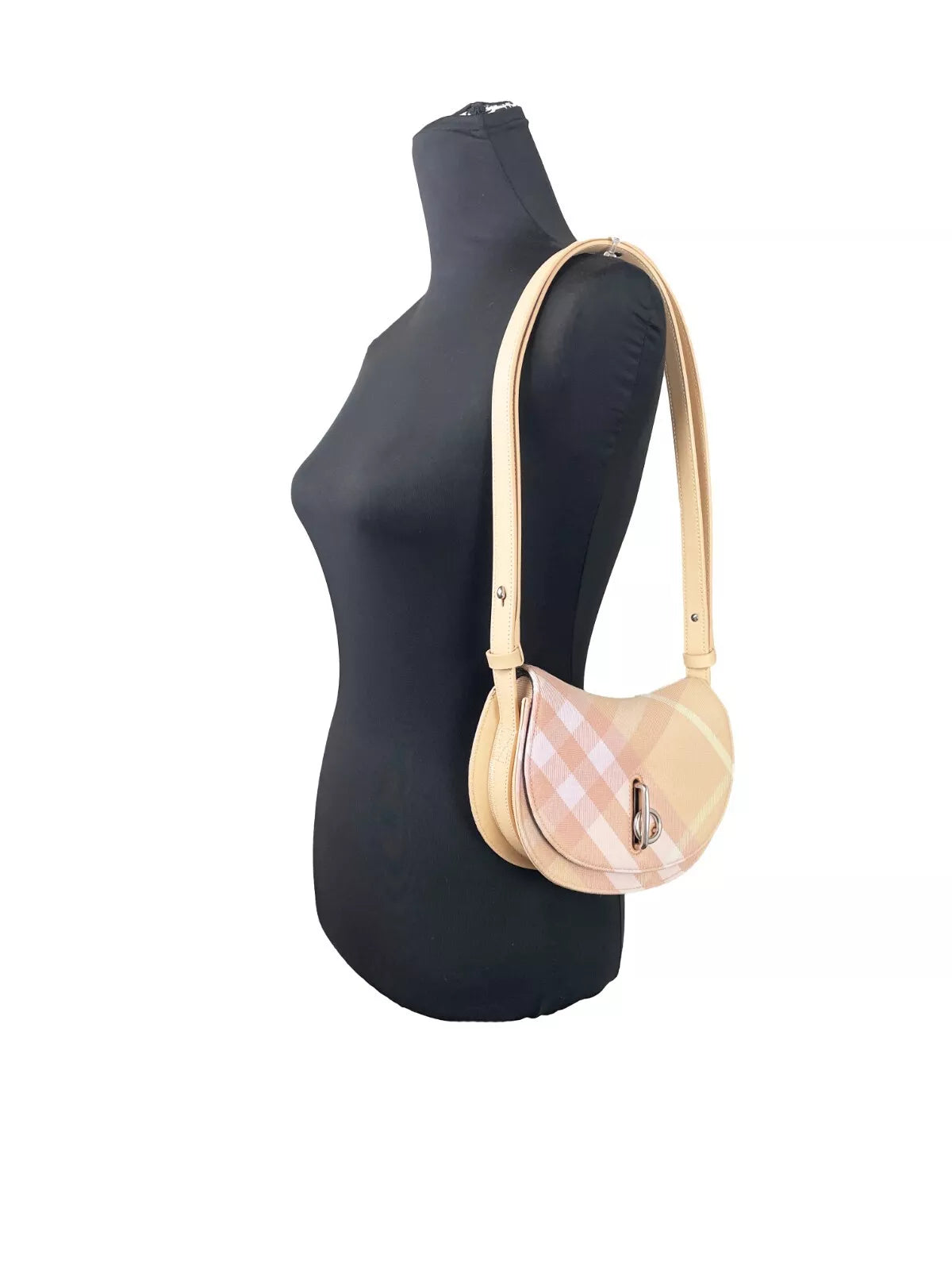 Burberry Mini Check Rocking Horse Crossbody Bag Purse Peach at The Platonist