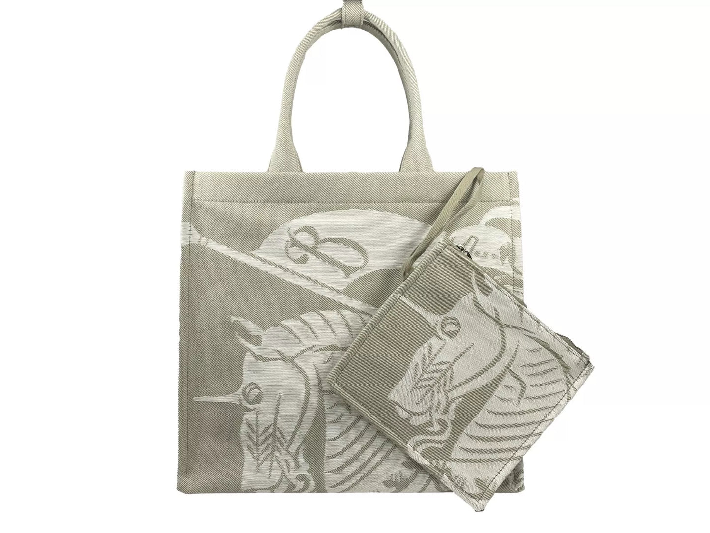 Burberry EKD Canvas Tote Bag With Coin Pouch Beige at The Platonist