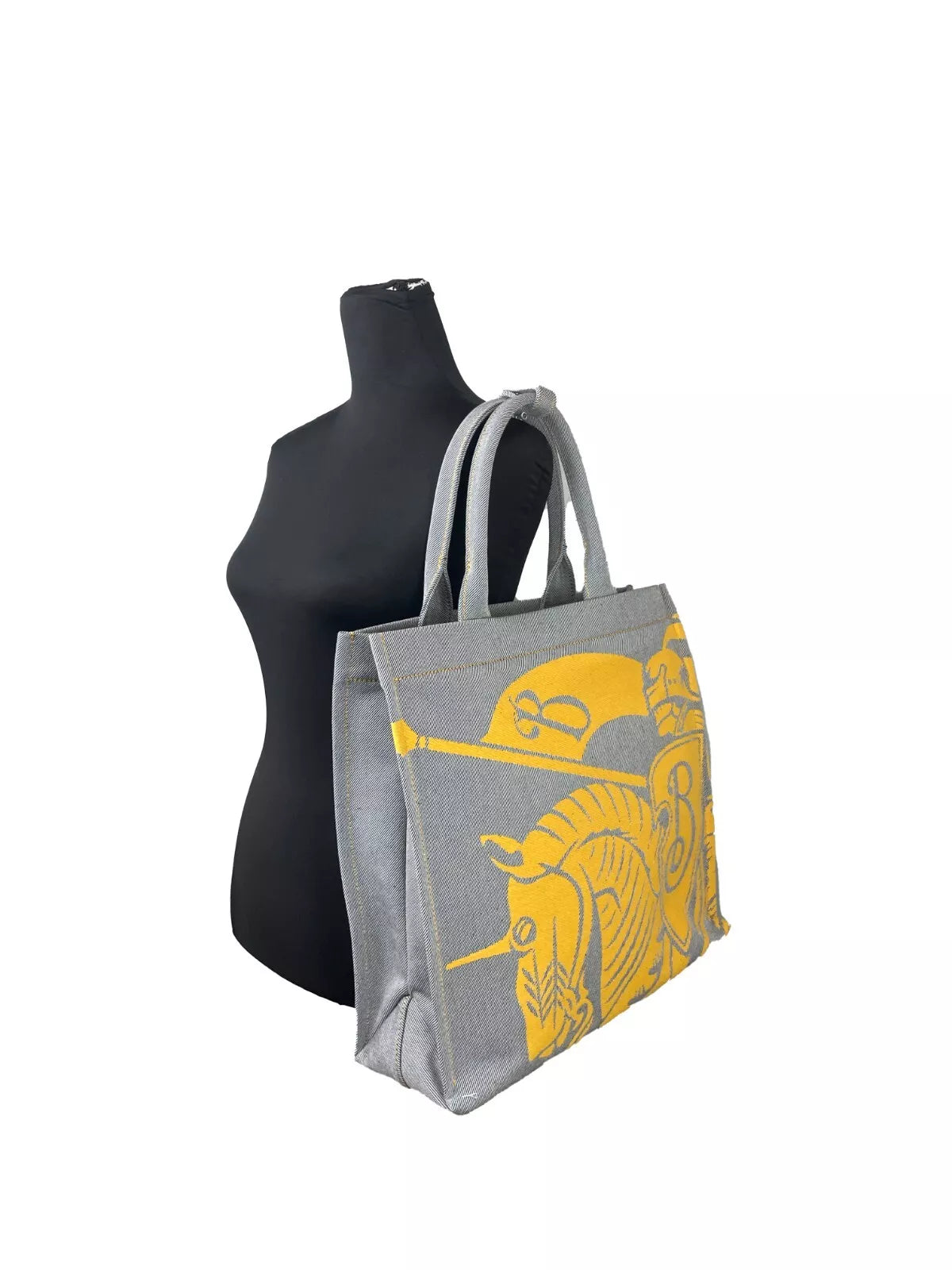 Burberry EKD Canvas Tote Bag With Coin Pouch Sunflower Gray at The Platonist