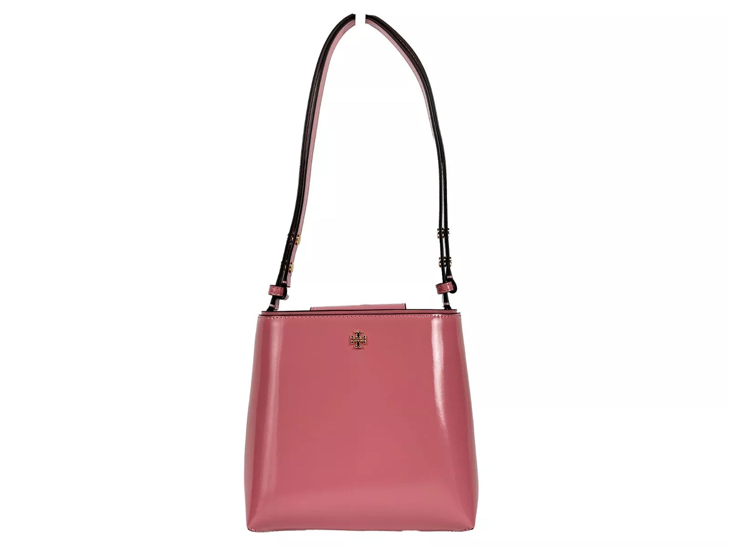 Tory Burch Patent Emerson Small Bucket Bag Purse Pink at The Platonist