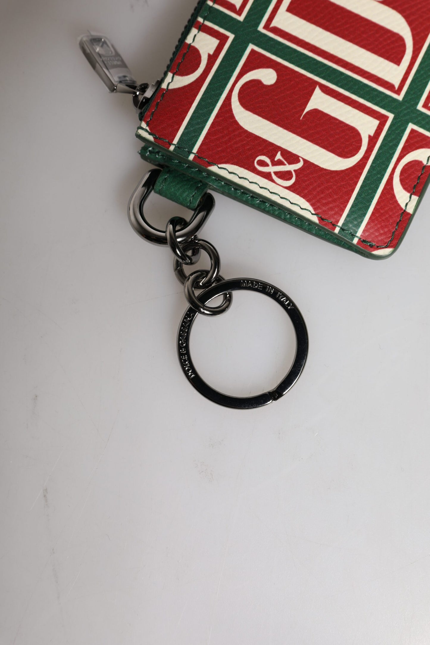 Portefeuille porte-cartes Dolce & Gabbana en cuir de veau vert avec logo imprimé monogramme