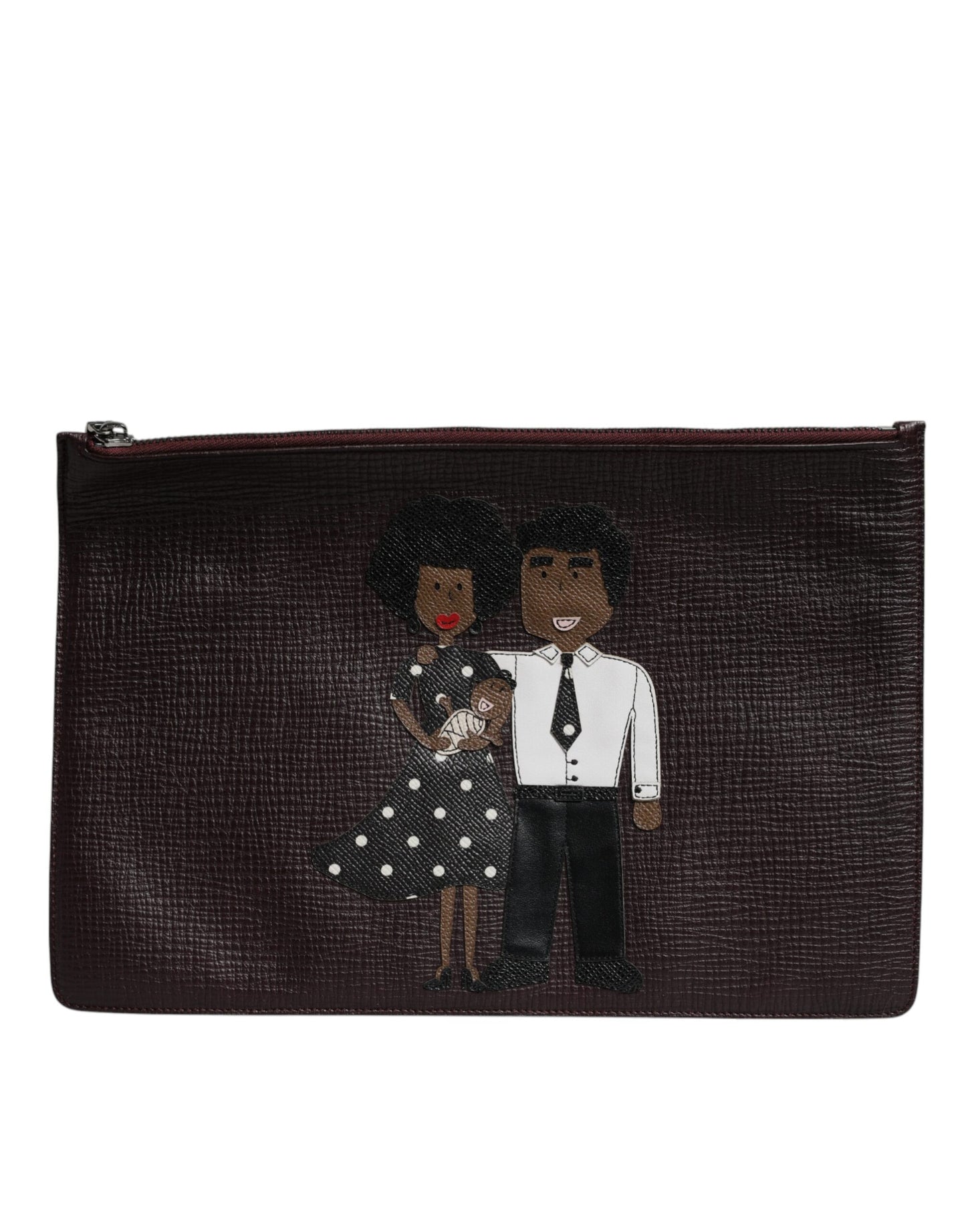 Dolce & Gabbana – Braune Leder-Clutch-Tasche #DGFAMILY mit Verzierung für Herren
