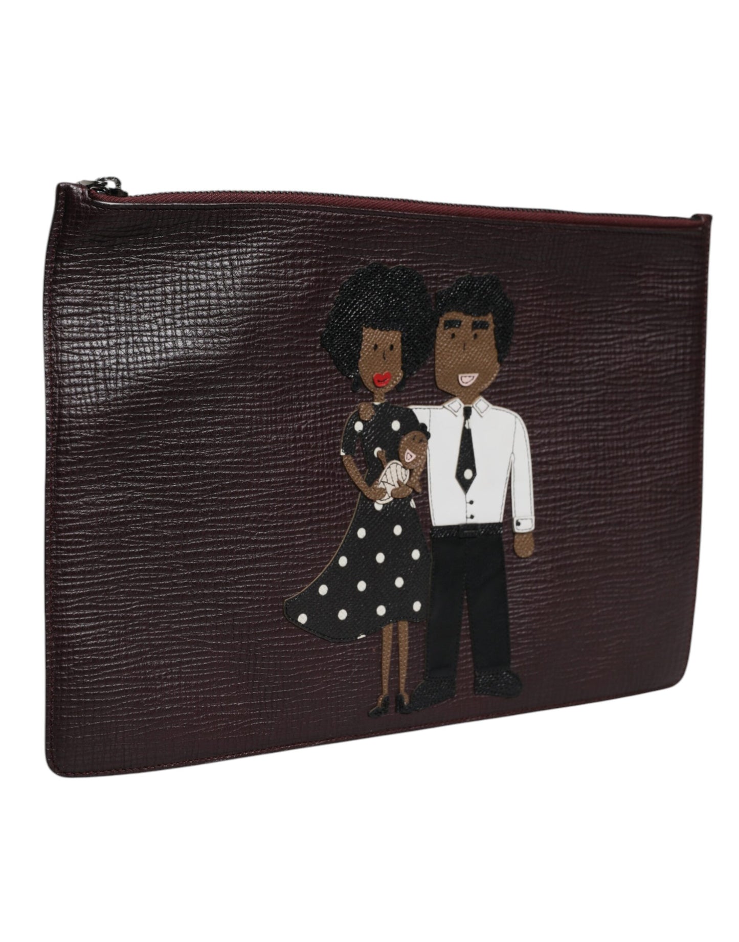 Dolce & Gabbana – Braune Leder-Clutch-Tasche #DGFAMILY mit Verzierung für Herren