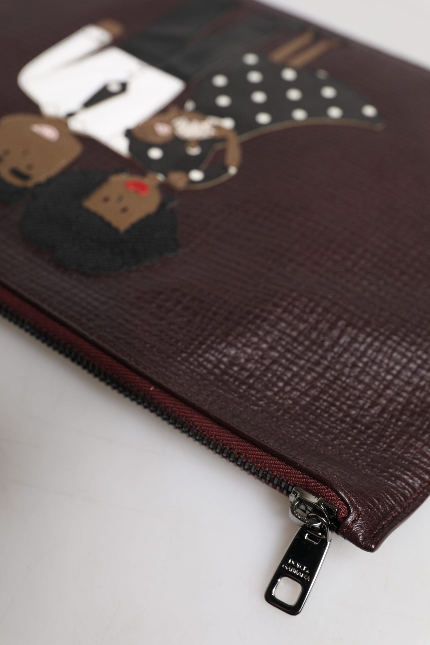 Dolce & Gabbana – Braune Leder-Clutch-Tasche #DGFAMILY mit Verzierung für Herren