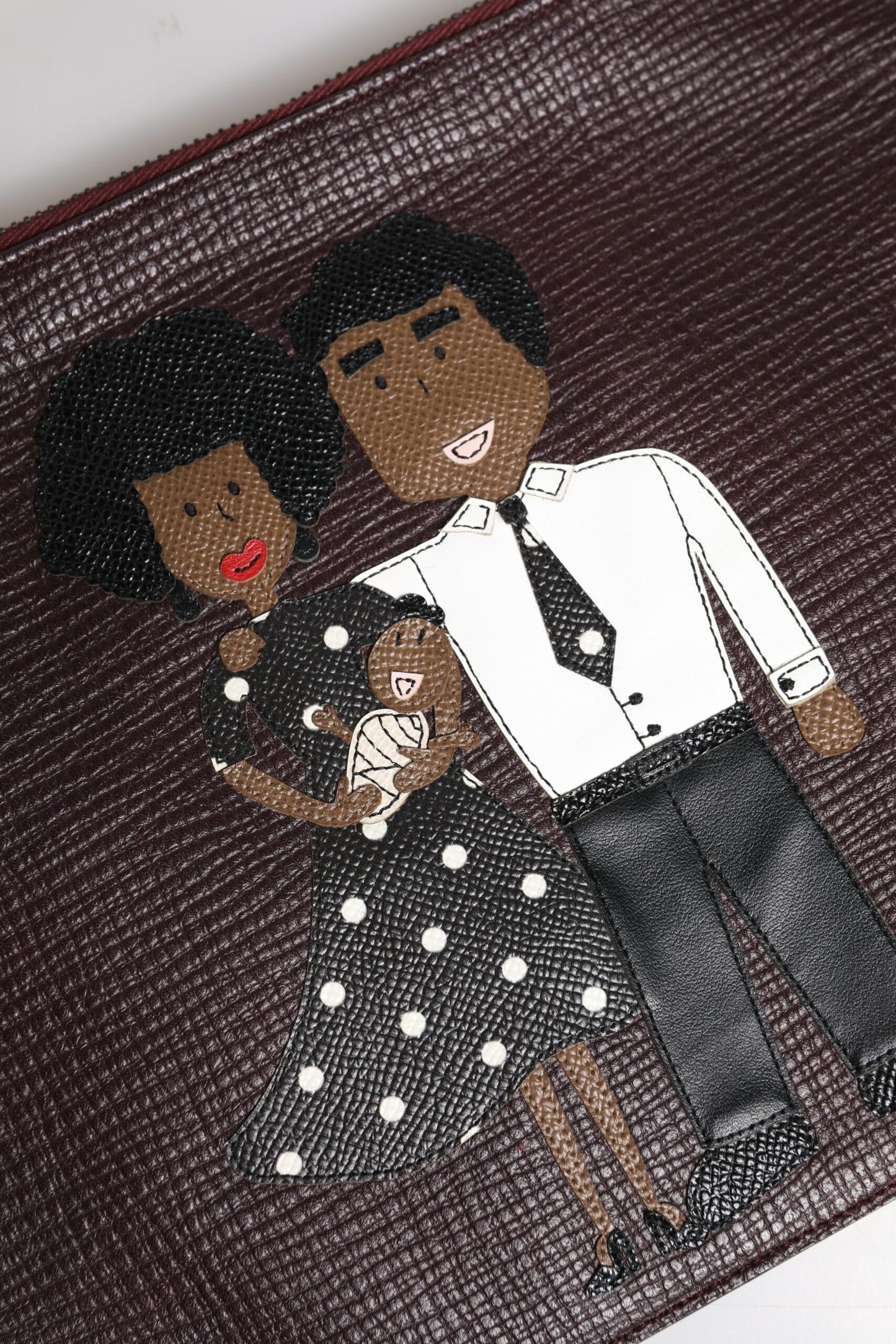 Dolce & Gabbana – Braune Leder-Clutch-Tasche #DGFAMILY mit Verzierung für Herren