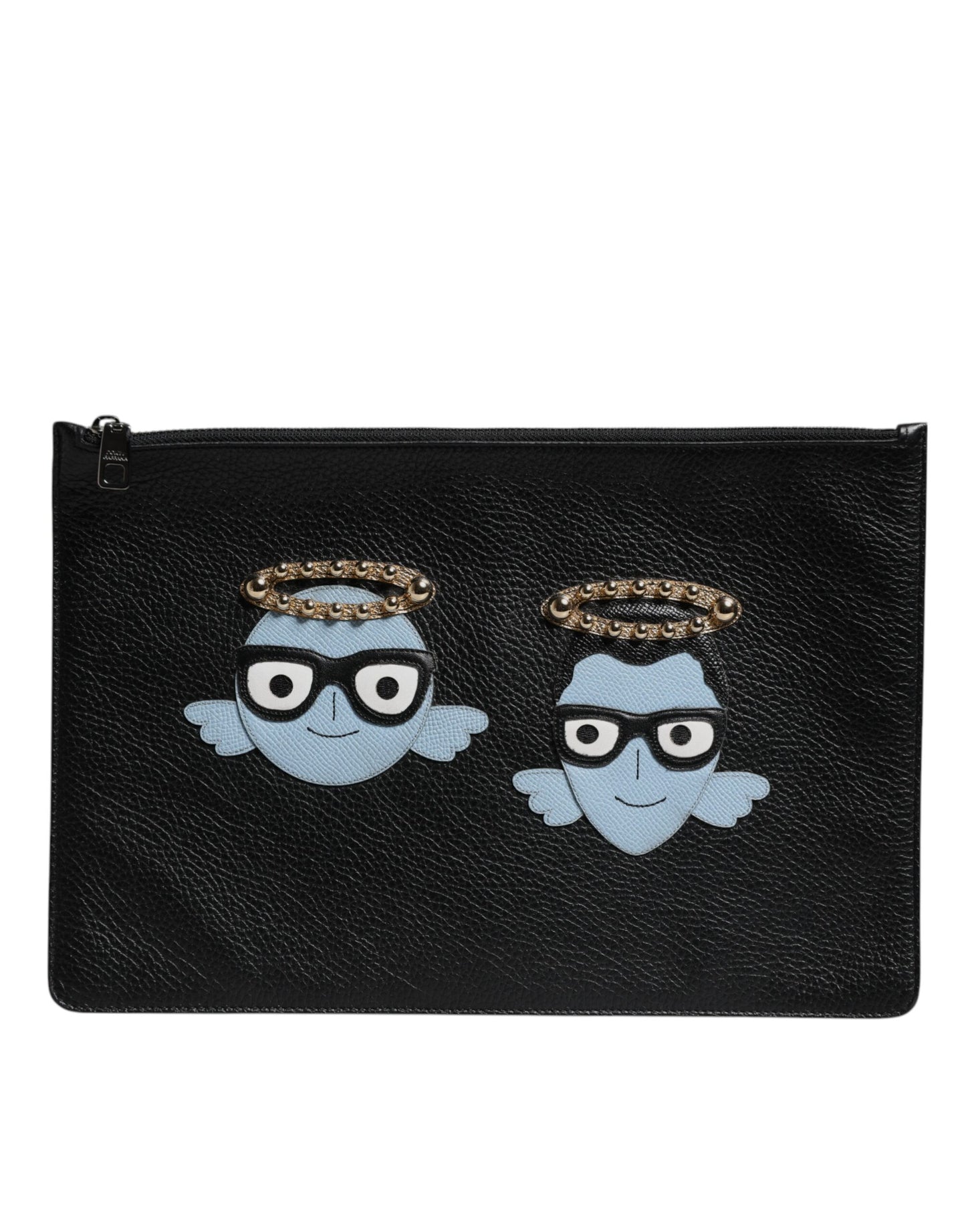 Dolce & Gabbana Schwarze Ledertasche #DGFAMILY mit Verzierung für Herren mit Reißverschluss