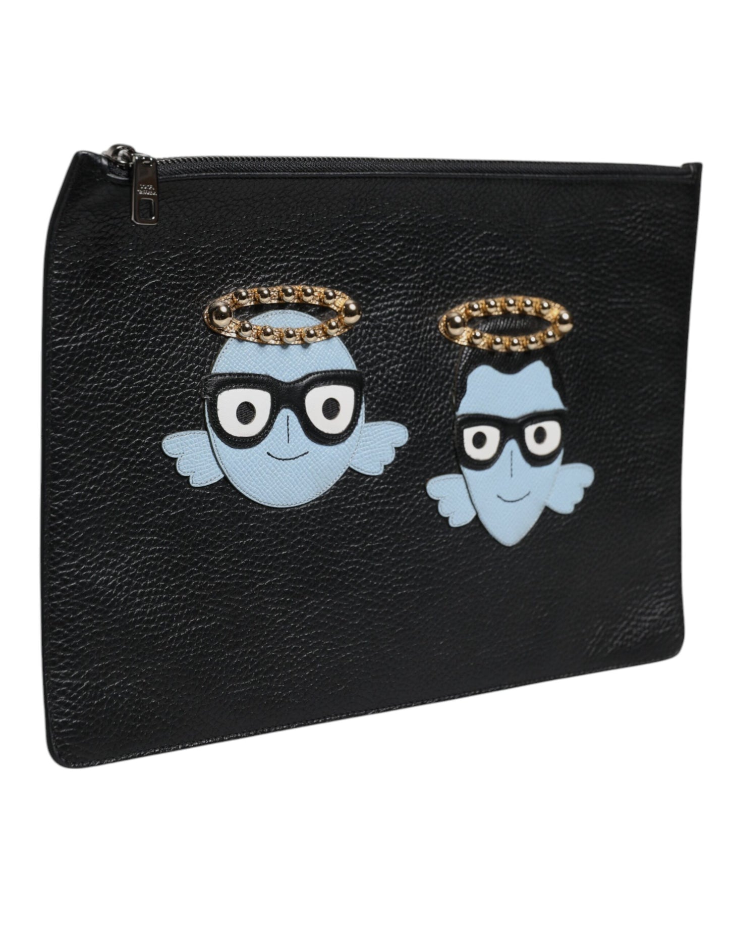 Dolce & Gabbana Schwarze Ledertasche #DGFAMILY mit Verzierung für Herren mit Reißverschluss
