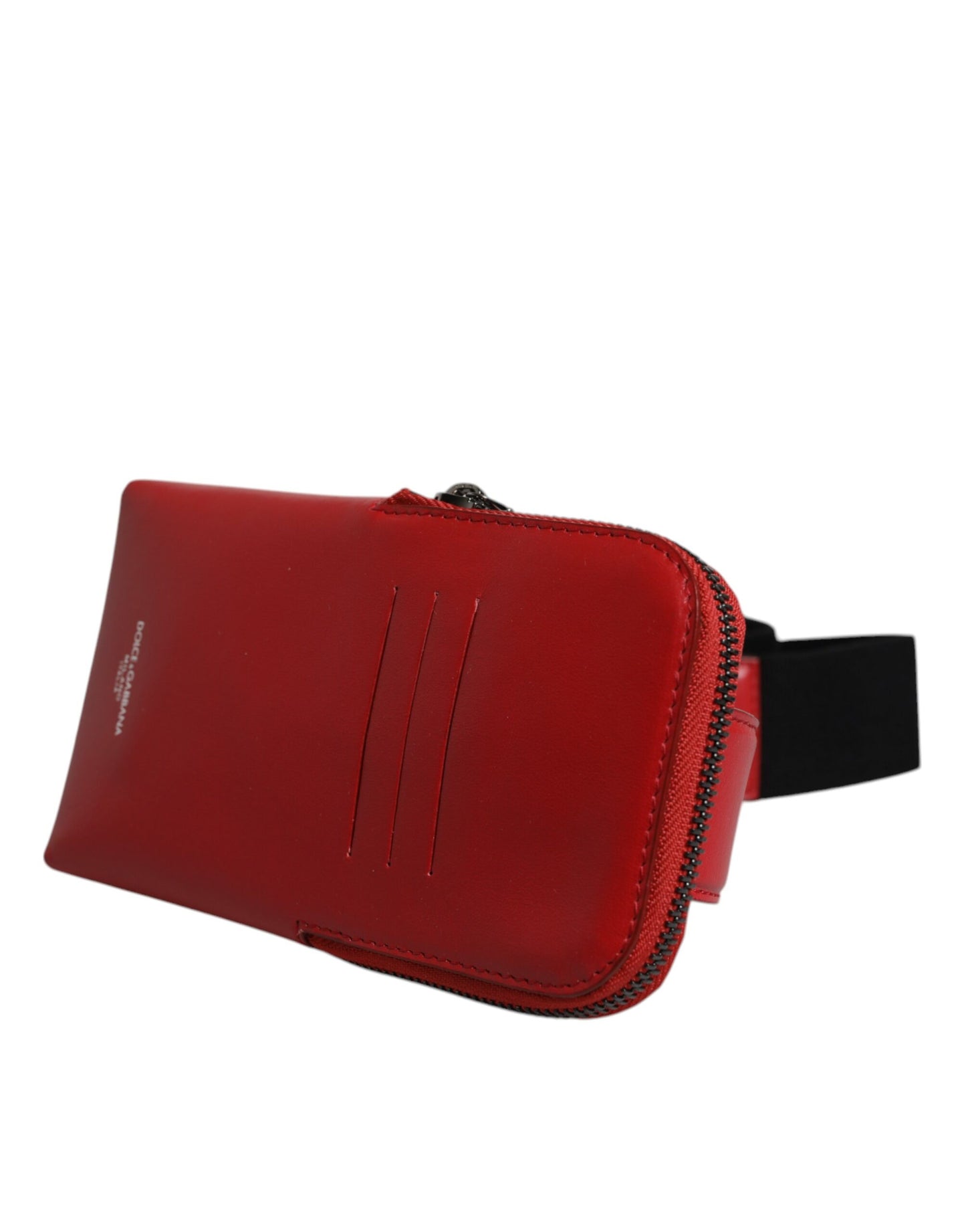 Dolce & Gabbana – Rote Kalbsleder-Logo-Geldbörse, Handygürtel, Hüfttasche