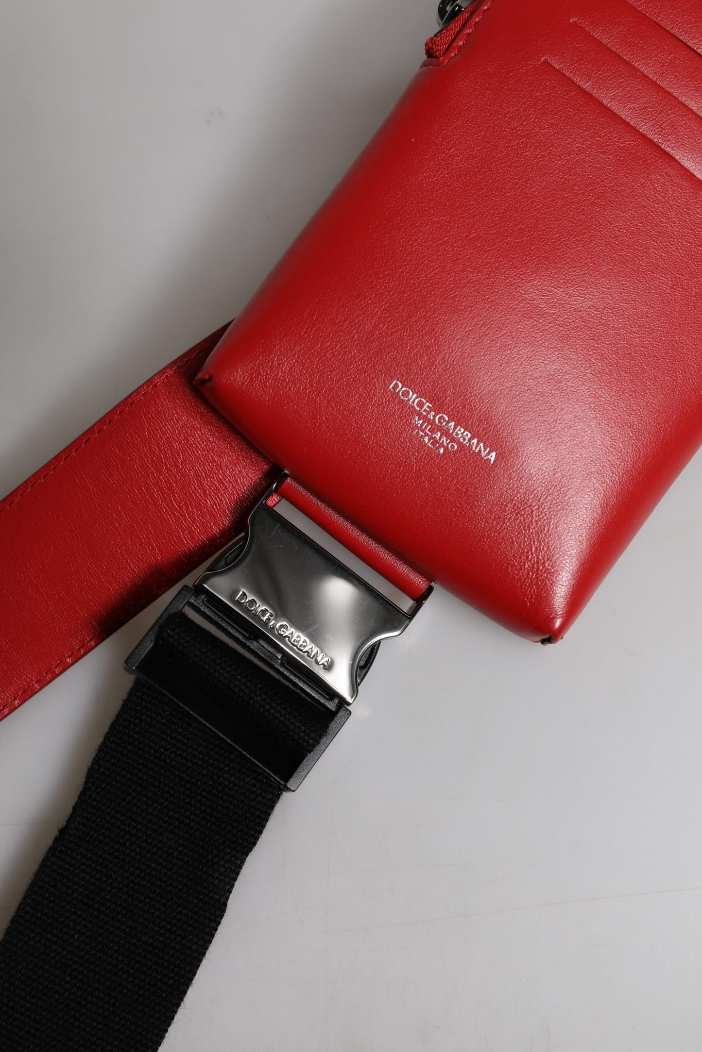 Dolce & Gabbana – Rote Kalbsleder-Logo-Geldbörse, Handygürtel, Hüfttasche