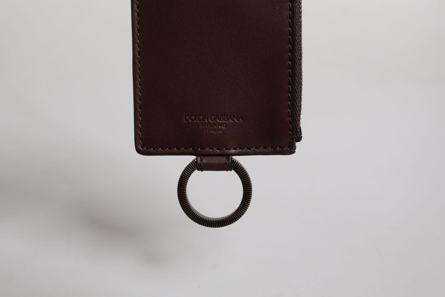 Dolce & Gabbana – Kartenetui mit Logo und Lanyard aus braunem Kalbsleder