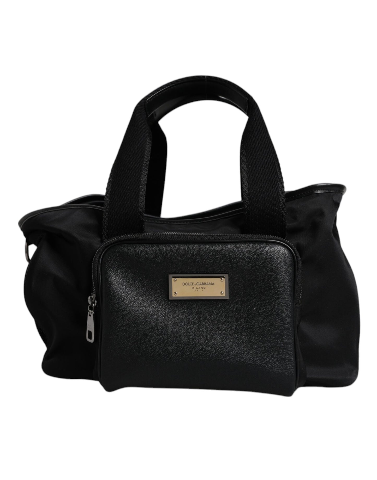 Dolce & Gabbana – Schwarze Tragetasche mit Logo-Schild und Schultergurt für Haustiere