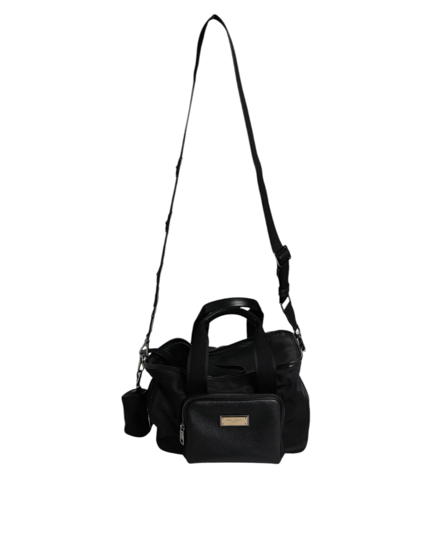 Dolce & Gabbana – Schwarze Tragetasche mit Logo-Schild und Schultergurt für Haustiere
