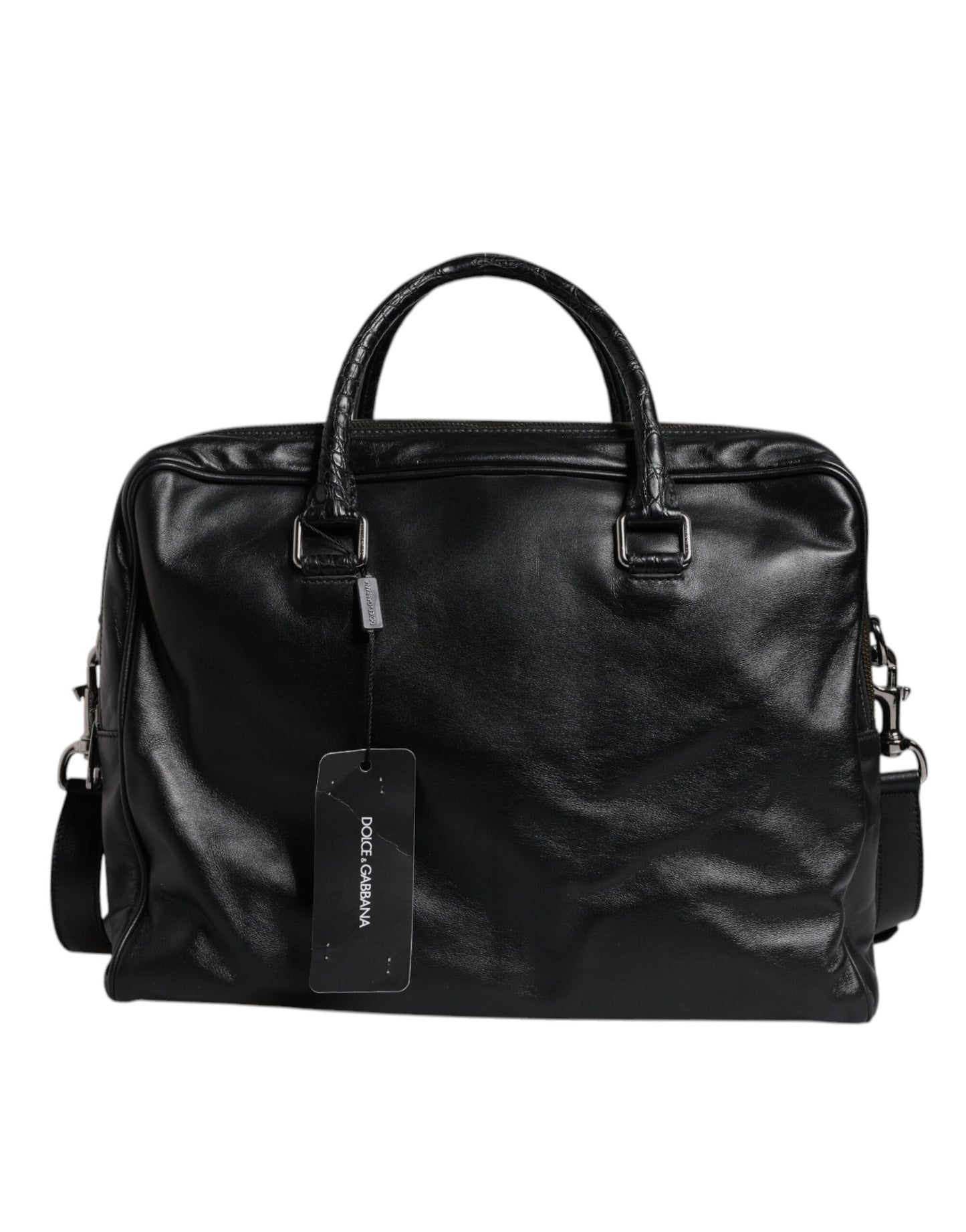 Dolce & Gabbana – Schwarze Messenger-Tasche aus Leder mit Schultergurt