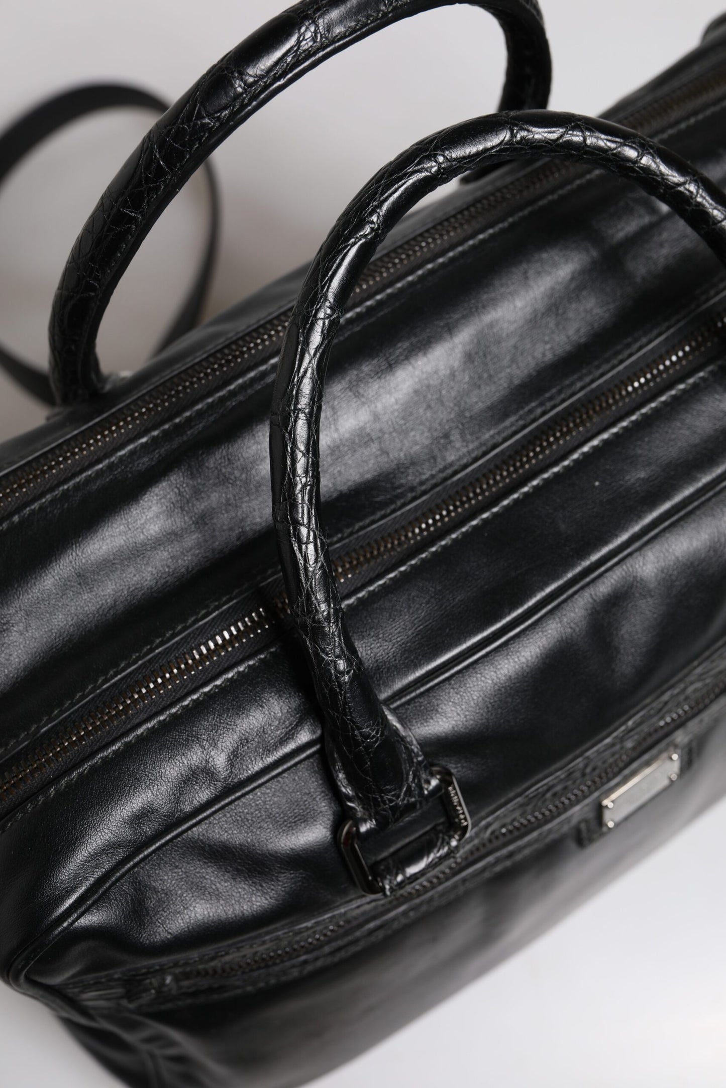 Dolce & Gabbana – Schwarze Messenger-Tasche aus Leder mit Schultergurt