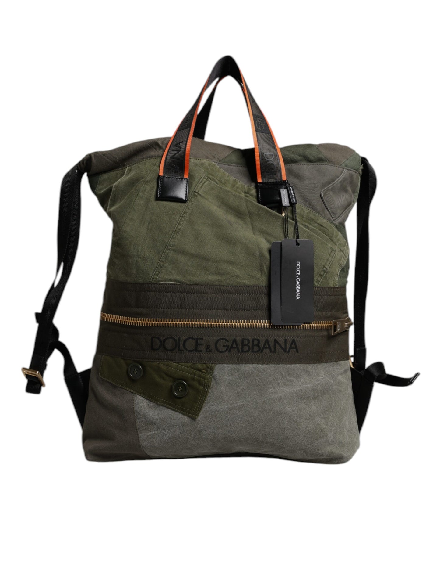 Sac à dos patchwork vert militaire Dolce & Gabbana