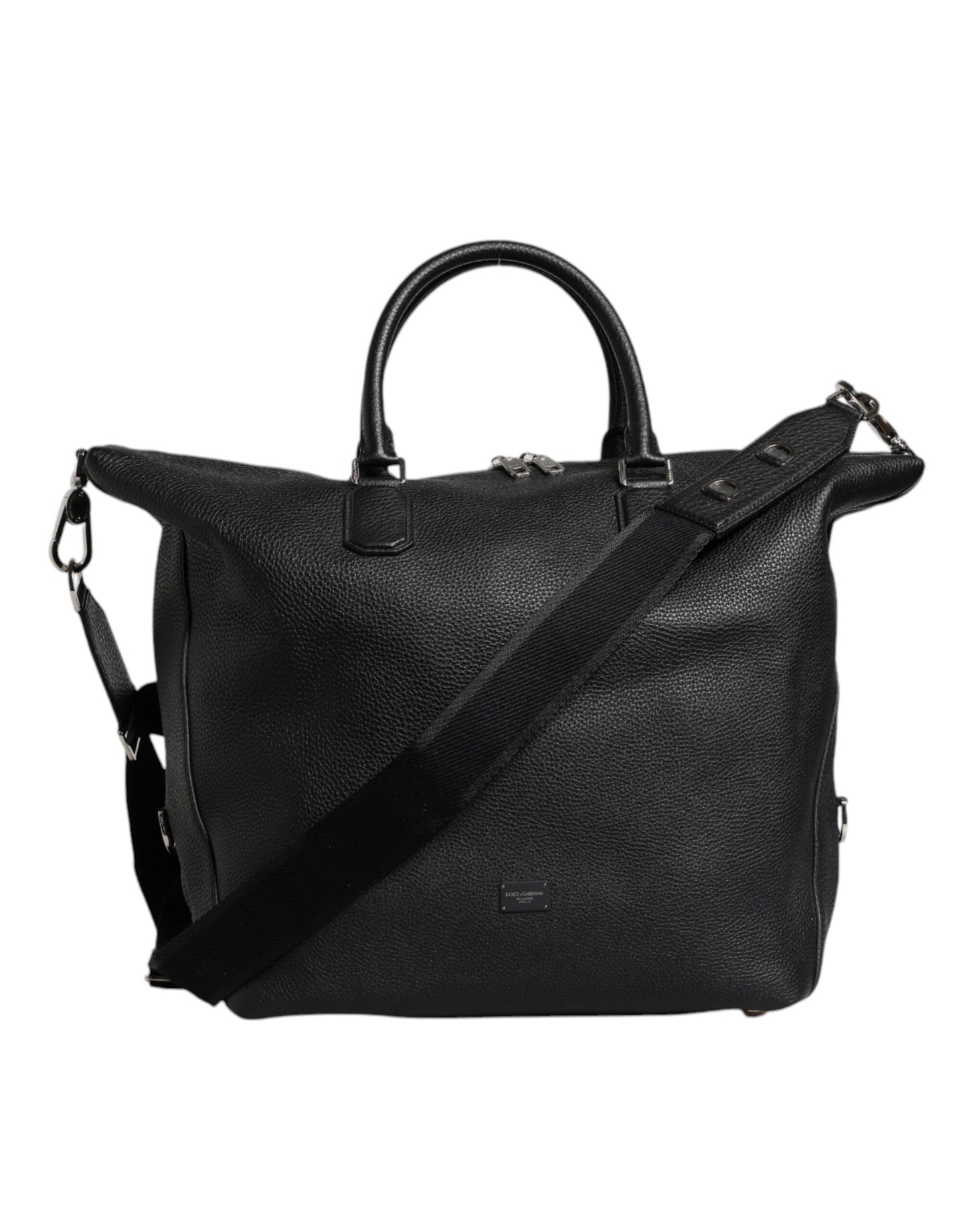 Dolce & Gabbana – Reisetasche aus schwarzem Kalbsleder mit Schulterriemen