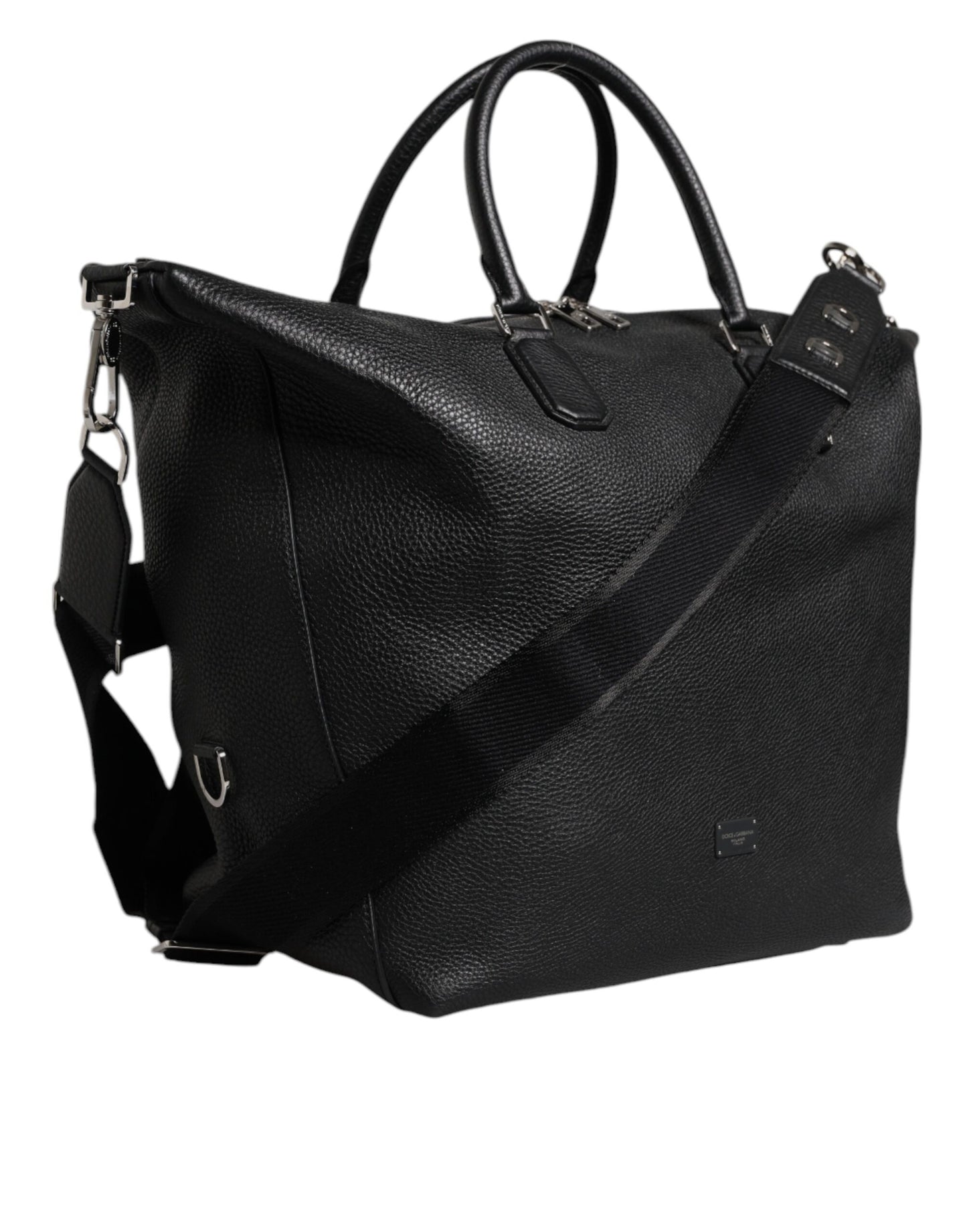 Dolce & Gabbana – Reisetasche aus schwarzem Kalbsleder mit Schulterriemen