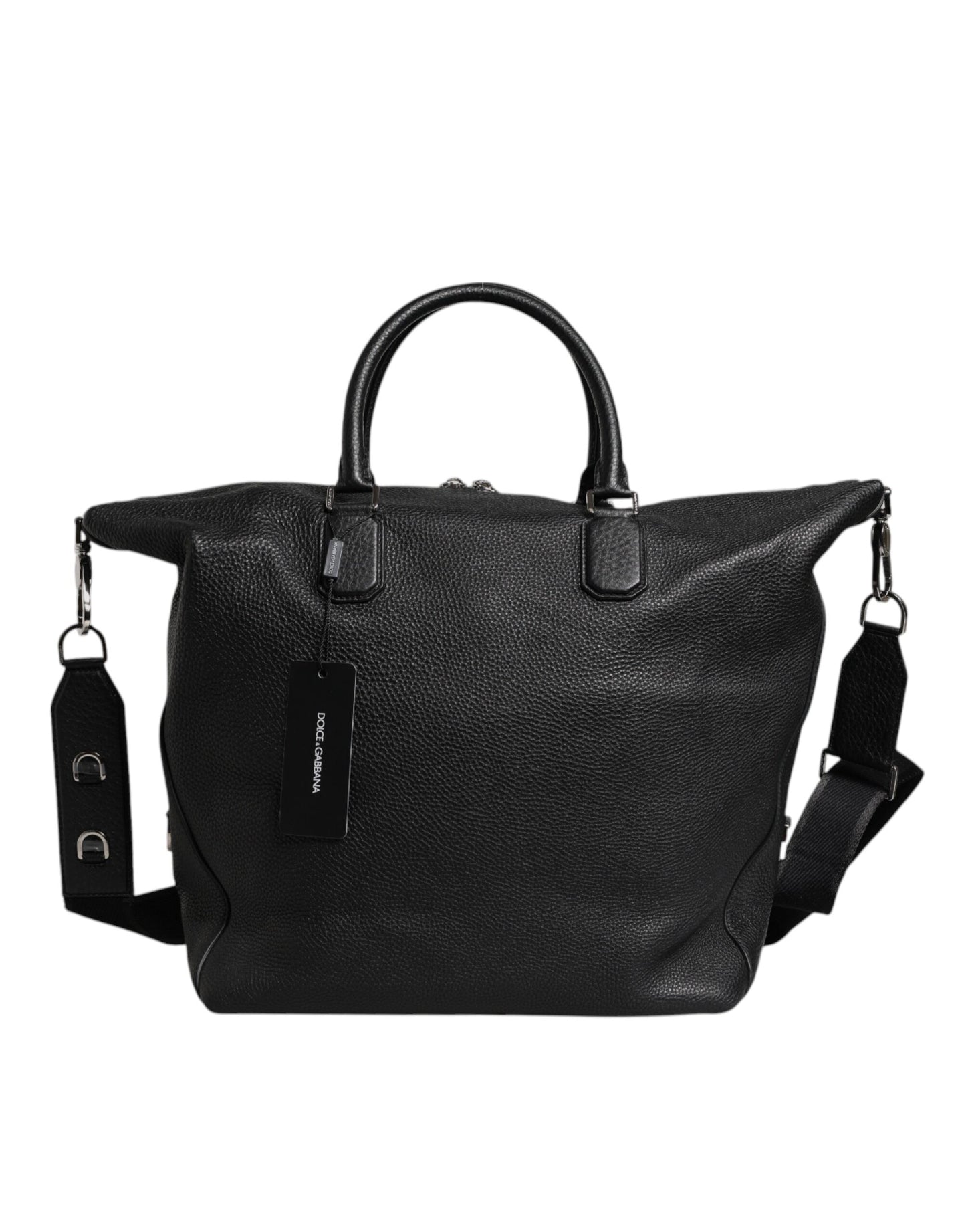 Dolce & Gabbana – Reisetasche aus schwarzem Kalbsleder mit Schulterriemen