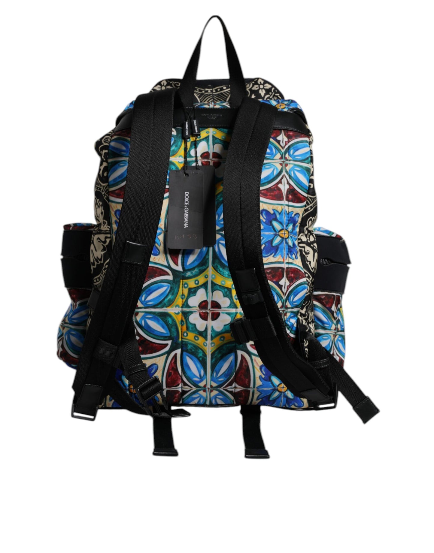 Sac à dos en nylon imprimé majolique multicolore Dolce & Gabbana