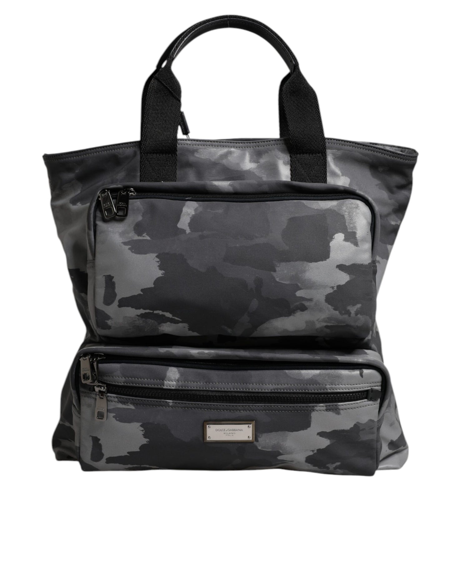 Sac fourre-tout en coton camouflage gris Dolce & Gabbana à compartiments multiples