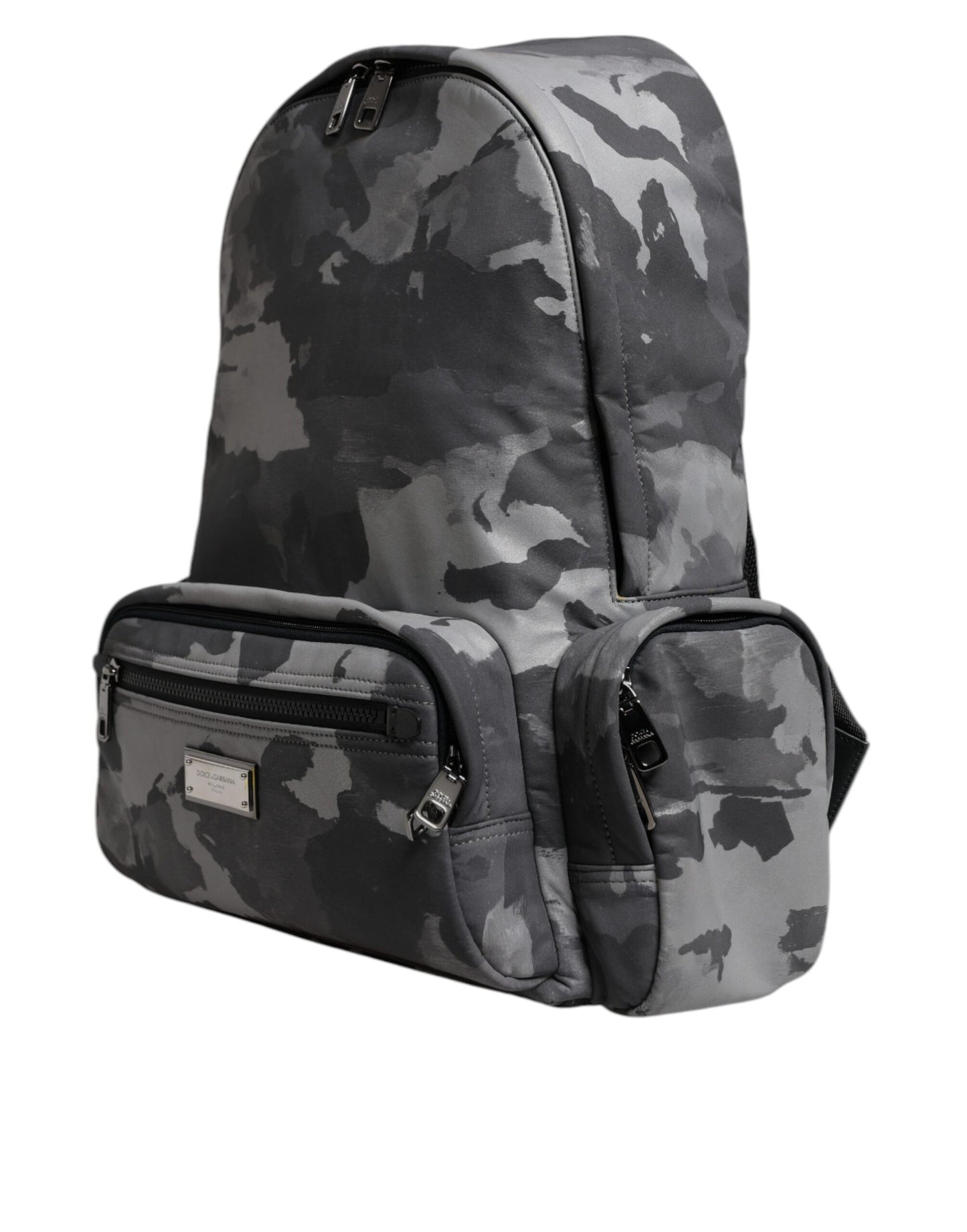Sac à dos Dolce & Gabbana en coton gris avec plaque logo camouflage