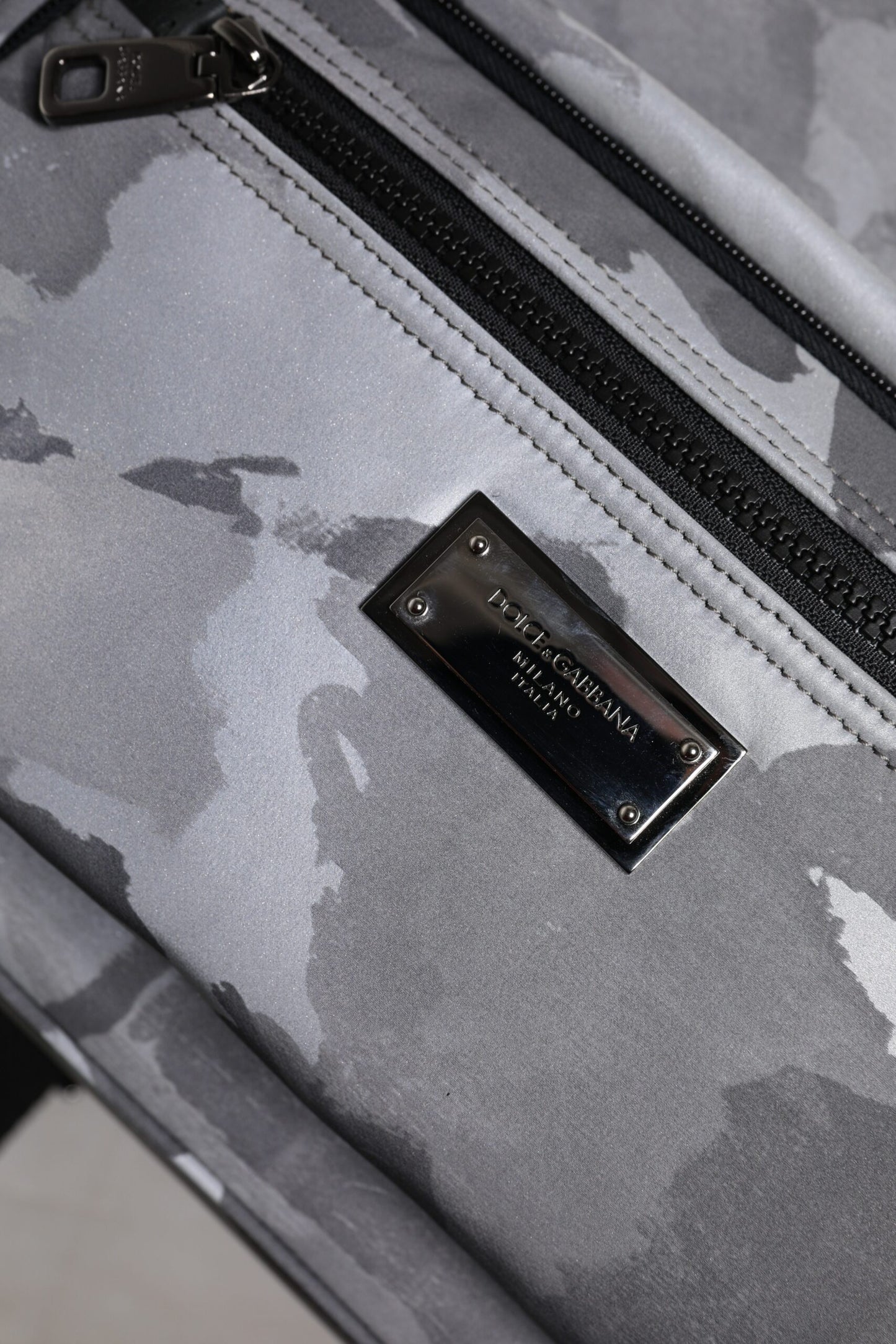 Sac à dos Dolce & Gabbana en coton gris avec plaque logo camouflage