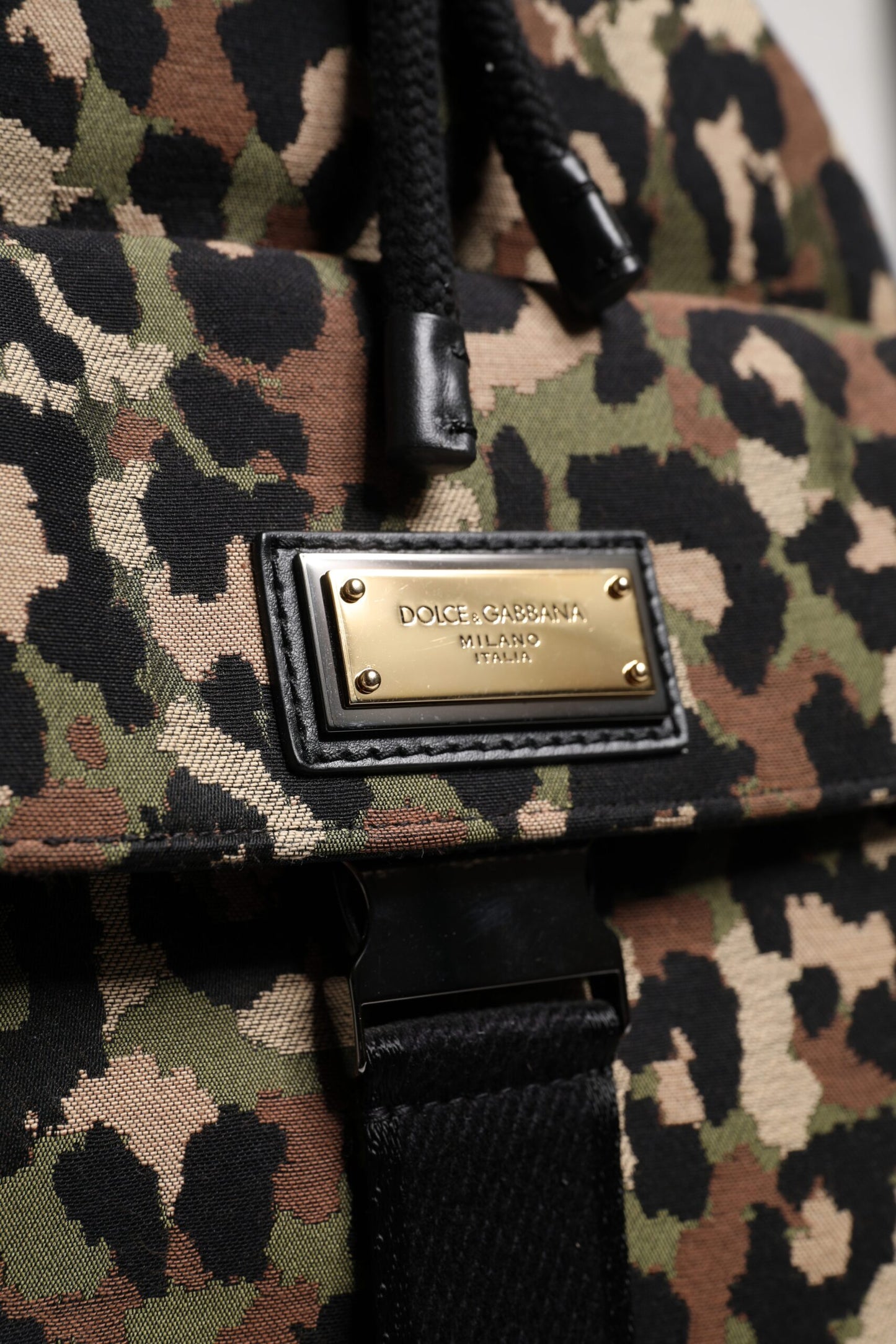 Sac seau à bandoulière en coton léopard multicolore Dolce & Gabbana