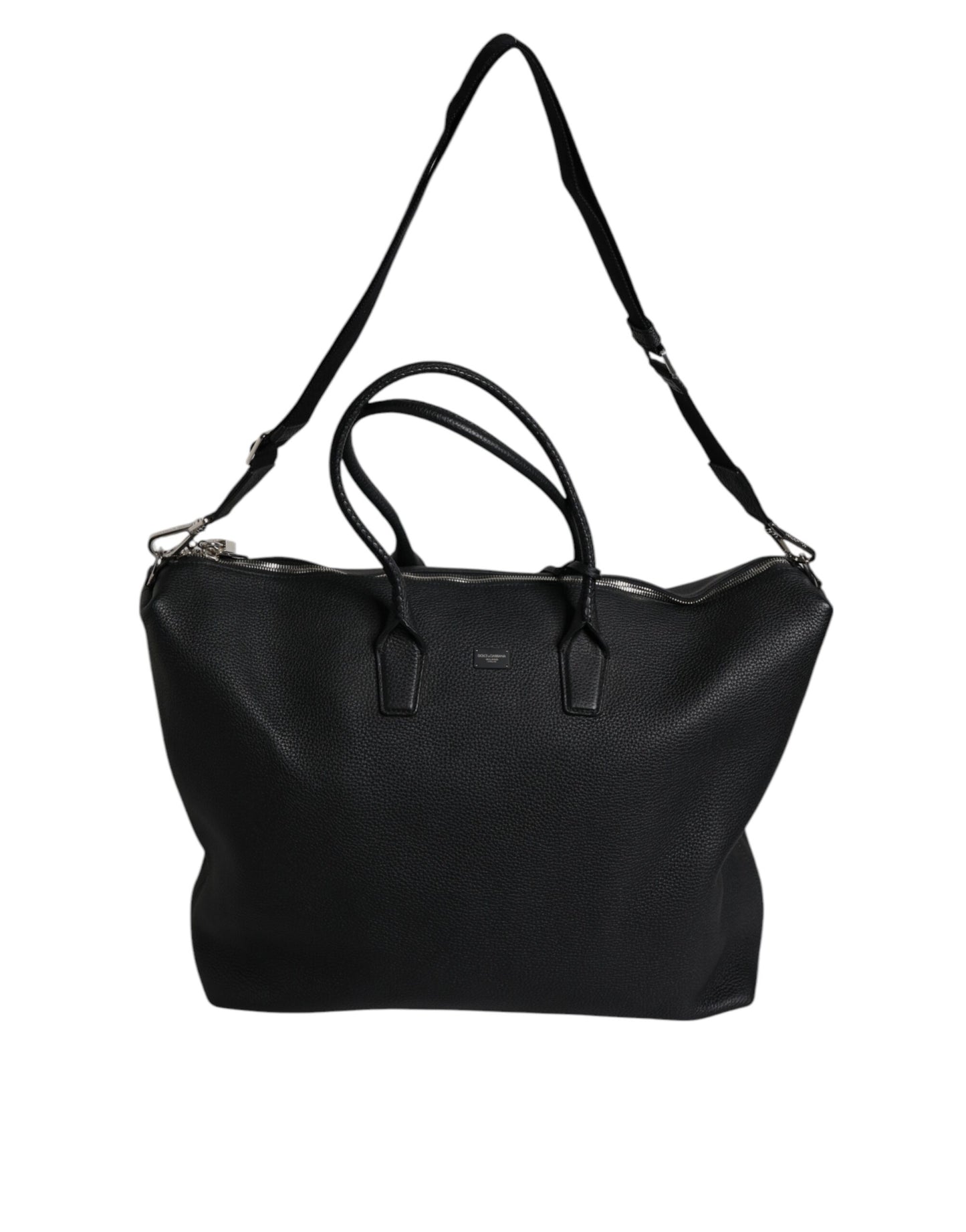 Dolce & Gabbana – Reisetasche aus schwarzem Kalbsleder mit Schulterriemen