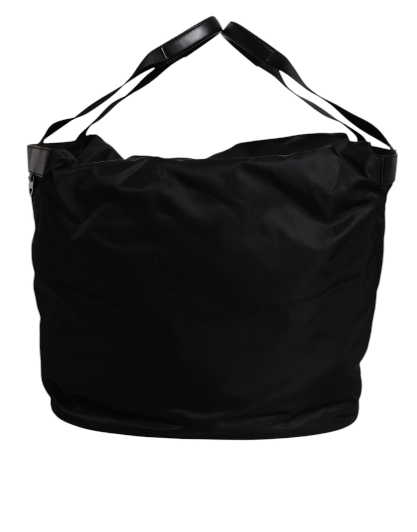 Dolce & Gabbana – Schultertasche aus schwarzem Nylon mit weißem Logo