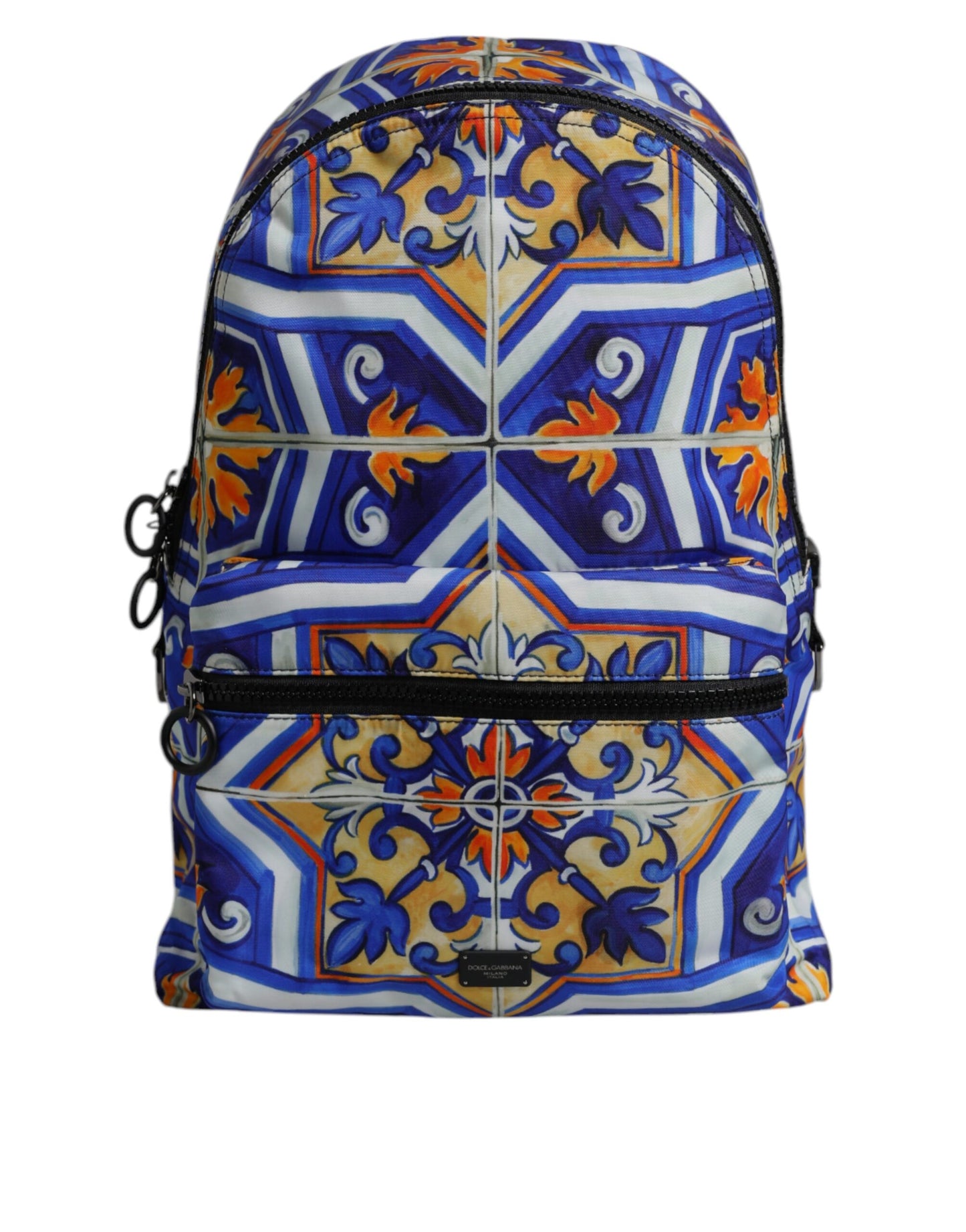 Sac à dos de voyage en nylon imprimé majolique multicolore Dolce & Gabbana