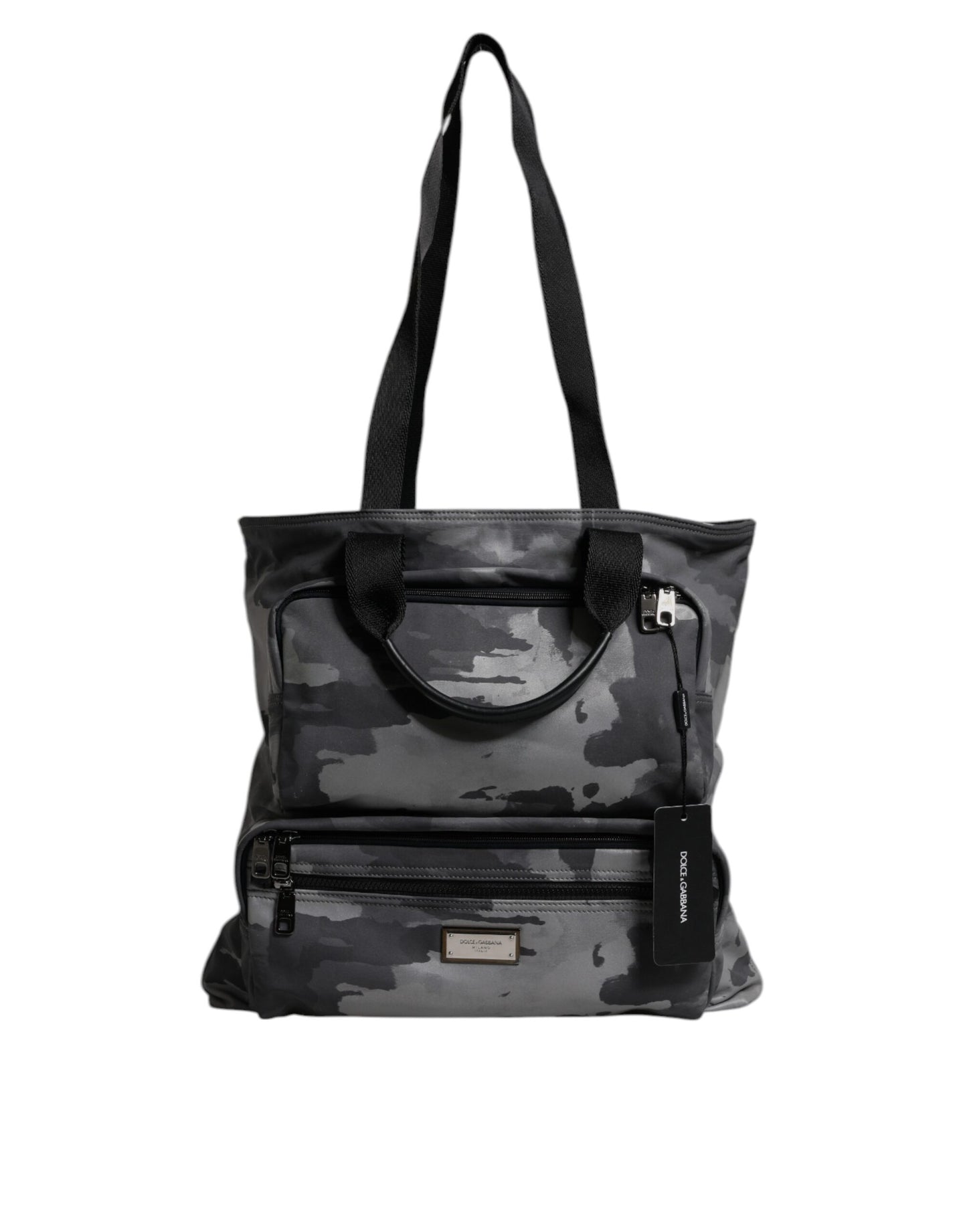 Dolce & Gabbana – Schwarze Camouflage-Tasche mit Schultergurt und Logo-Schild
