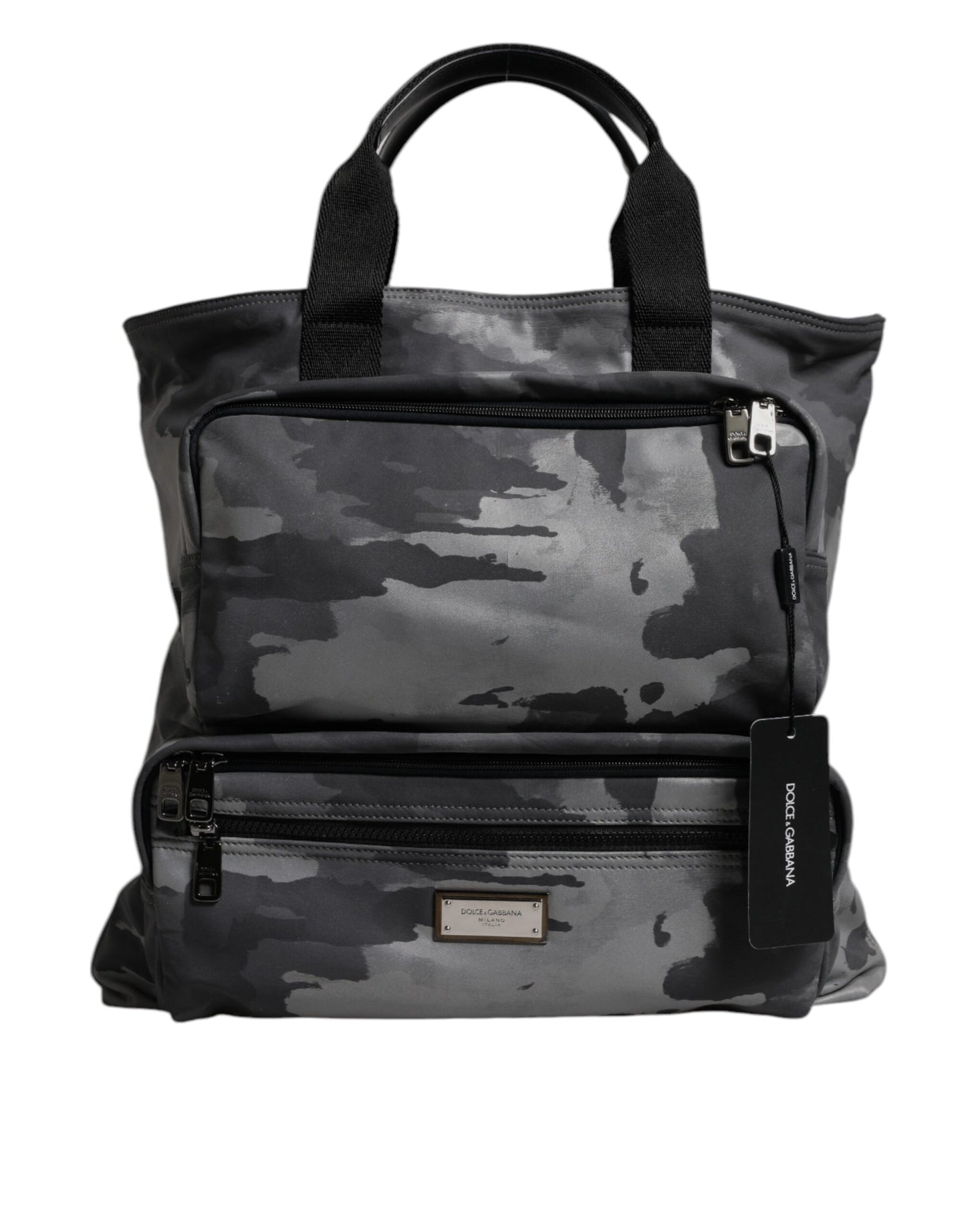 Dolce & Gabbana – Schwarze Camouflage-Tasche mit Schultergurt und Logo-Schild