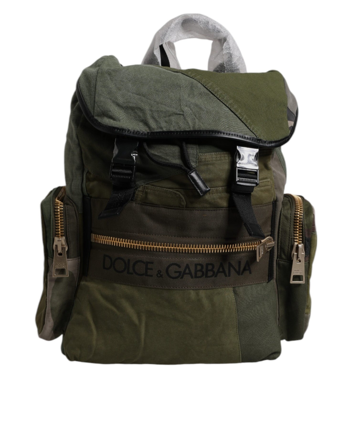 Sac à dos de voyage patchwork vert militaire Dolce & Gabbana