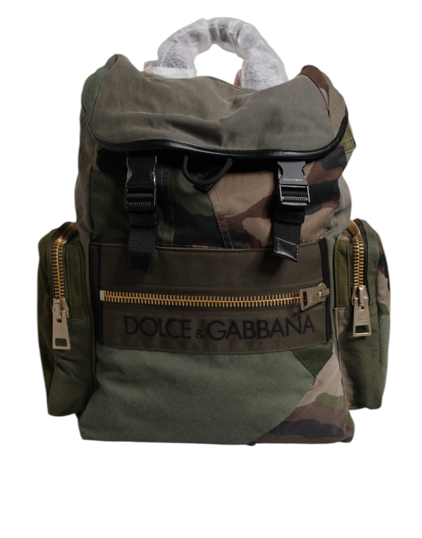 Sac à dos de voyage patchwork vert militaire Dolce & Gabbana