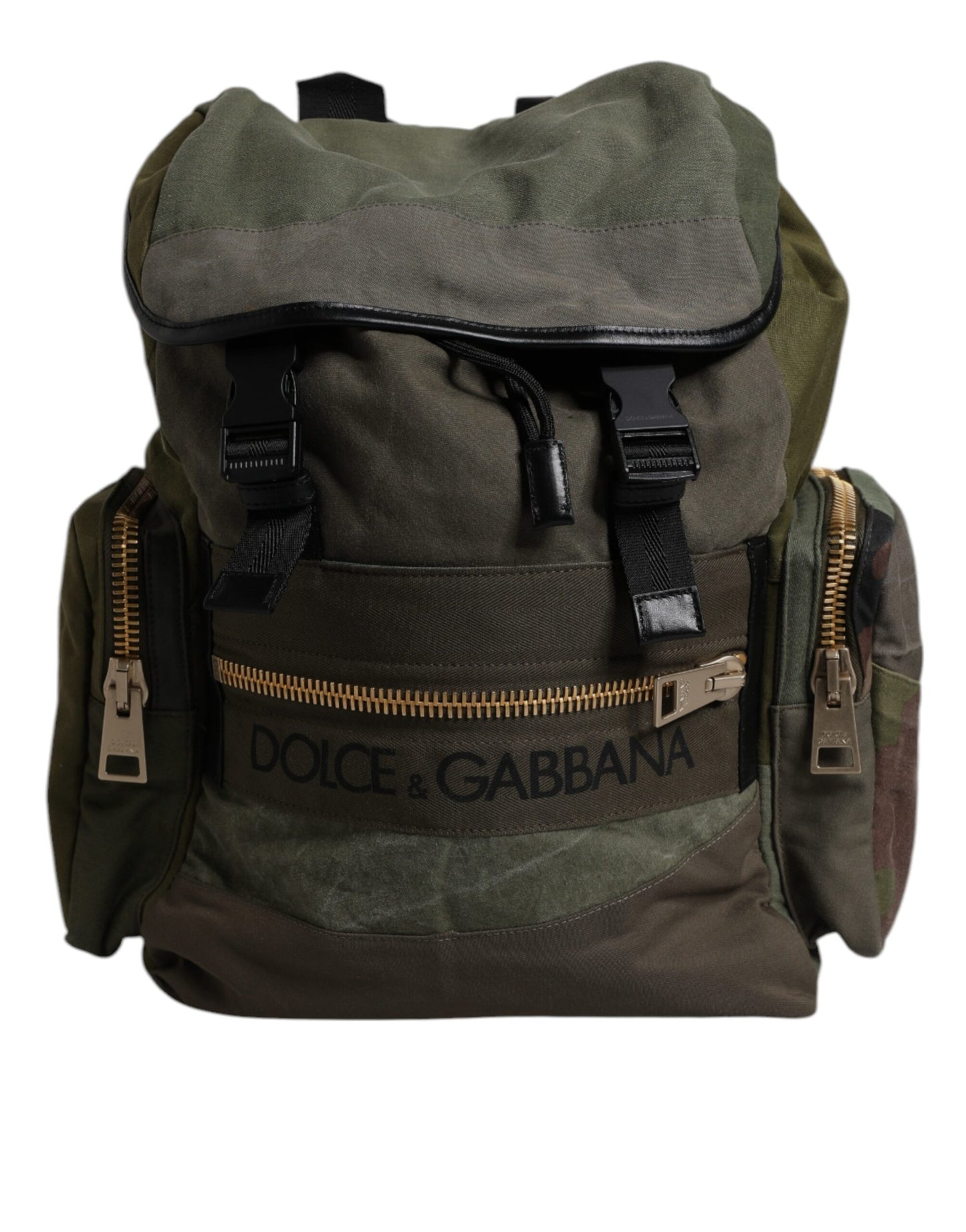 Sac à dos d'école patchwork vert militaire Dolce & Gabbana