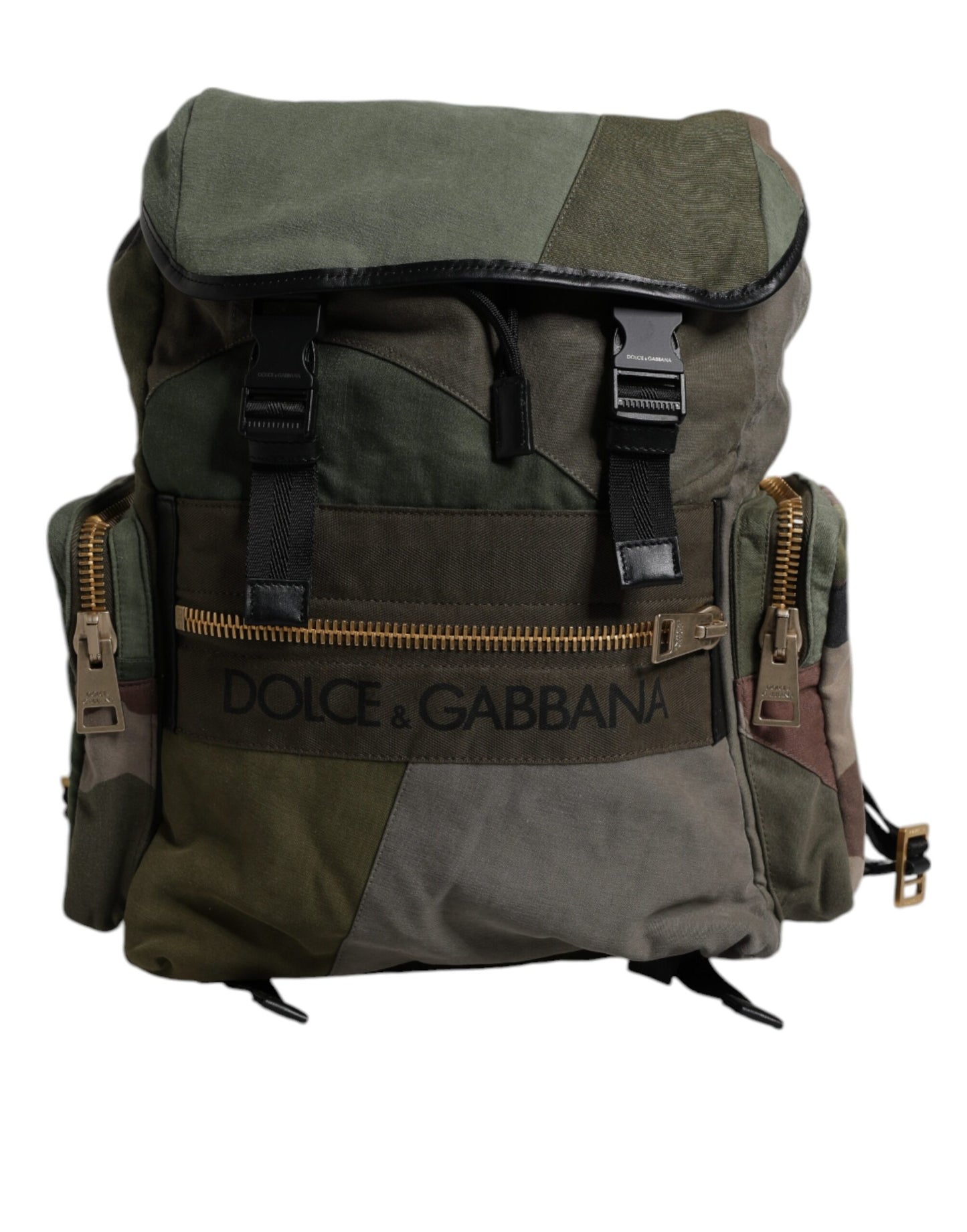 Sac à dos de voyage patchwork vert militaire Dolce & Gabbana