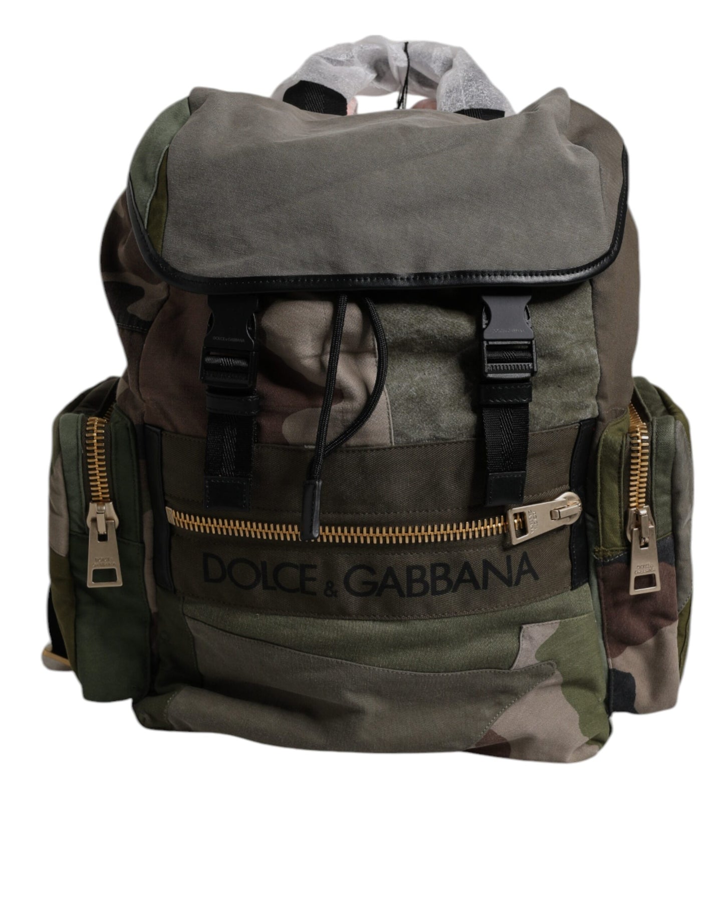 Sac à dos d'école patchwork vert militaire Dolce & Gabbana